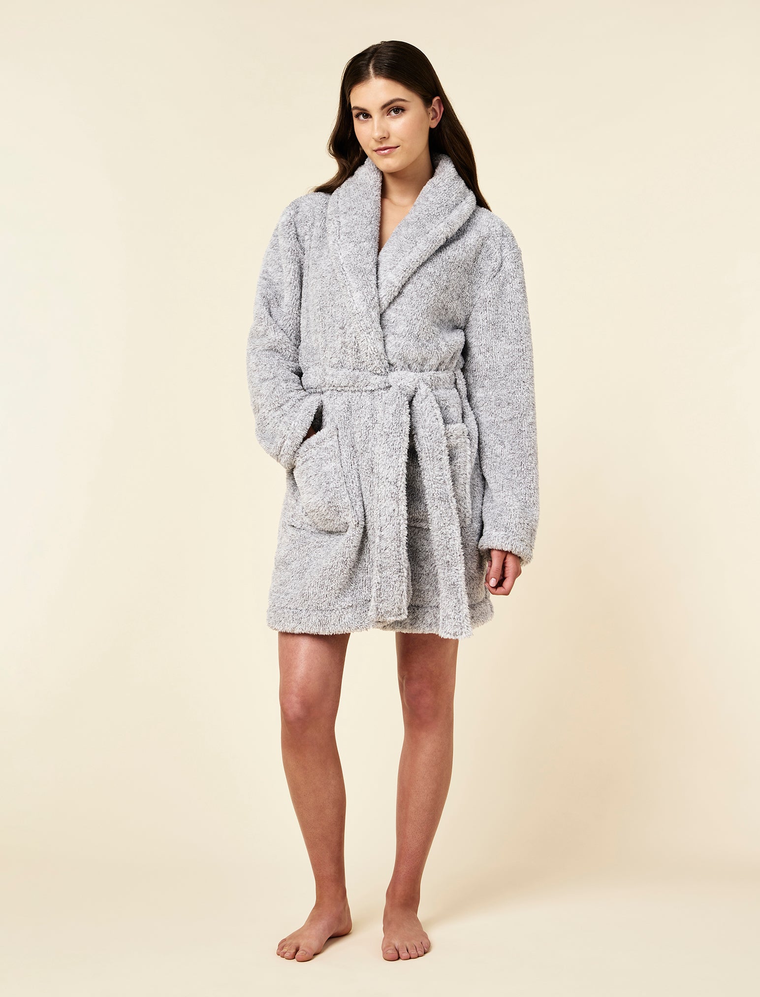 short robe dress SilkSilky 100% Mulberry Silk Short Women's Kimono Robe with Wrap Design, Champagne / XL