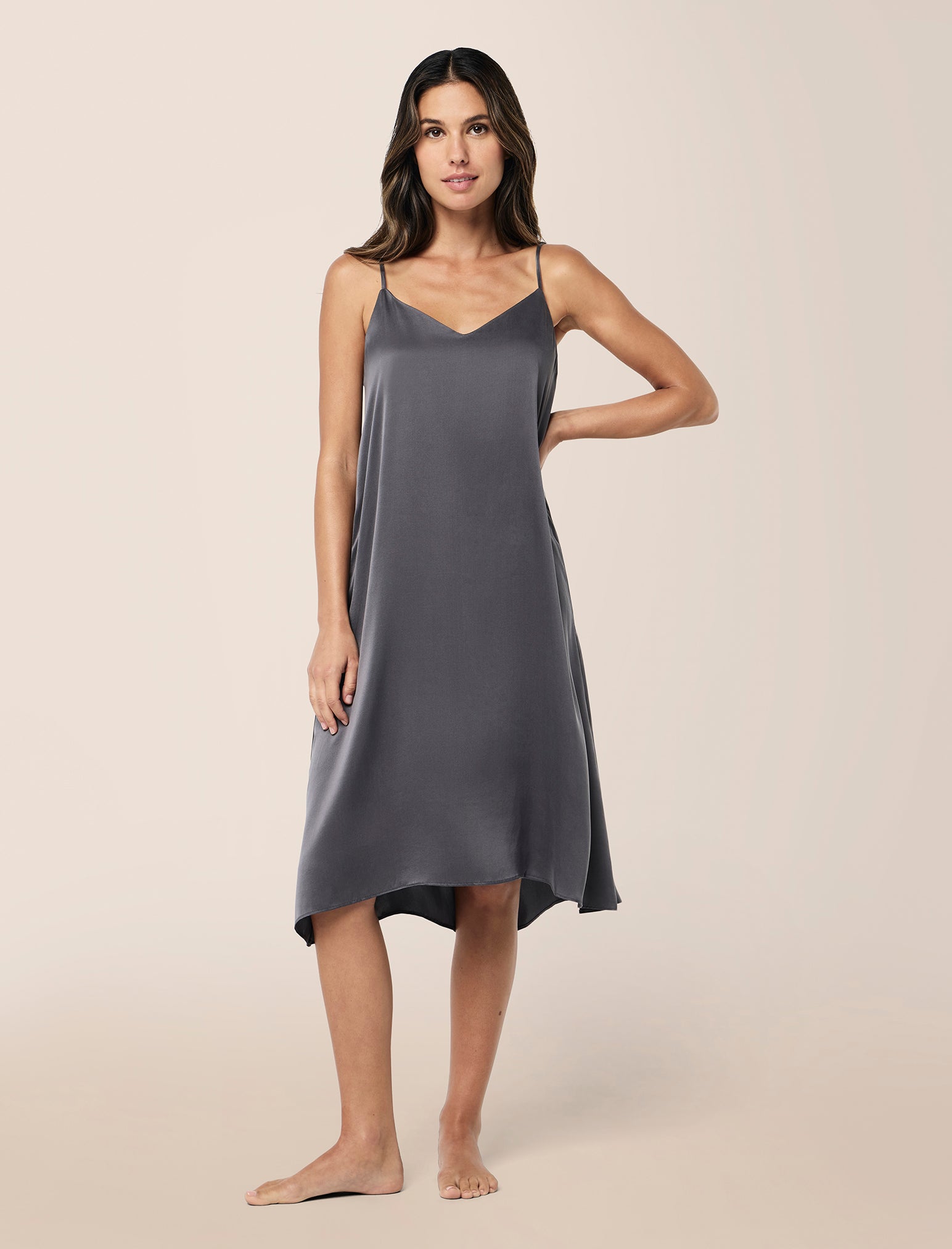 Paradise Silk Women's 100% Silk Long Chemise Nightgown - Adjustable Straps, Lace Trim