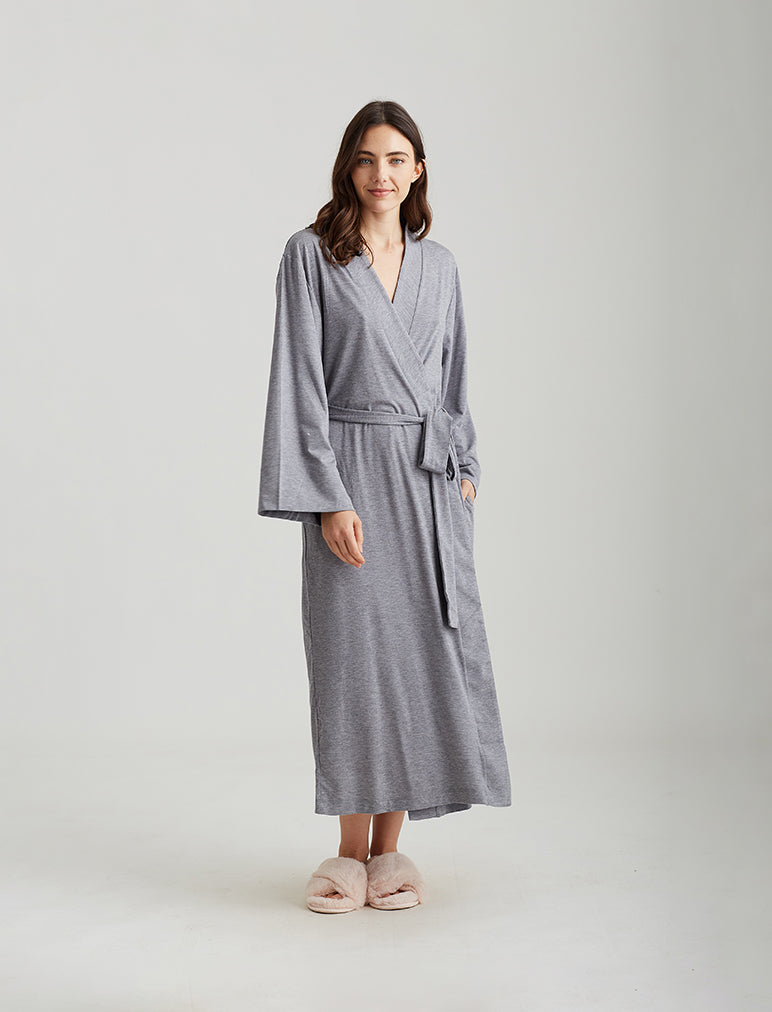 Papinelle  Basic Maxi Knit Robe in Grey – Papinelle Sleepwear US