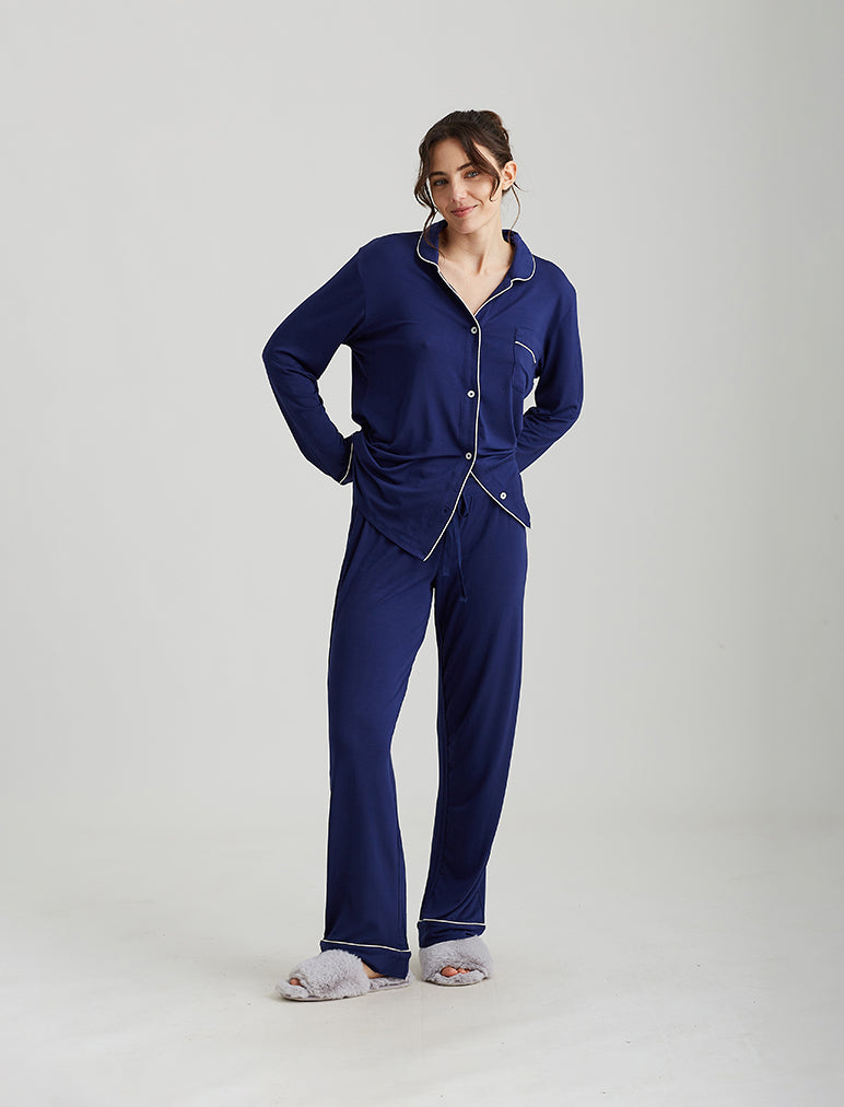 Papinelle  Modal Kate Full Length PJ Set, Navy – Papinelle Sleepwear US