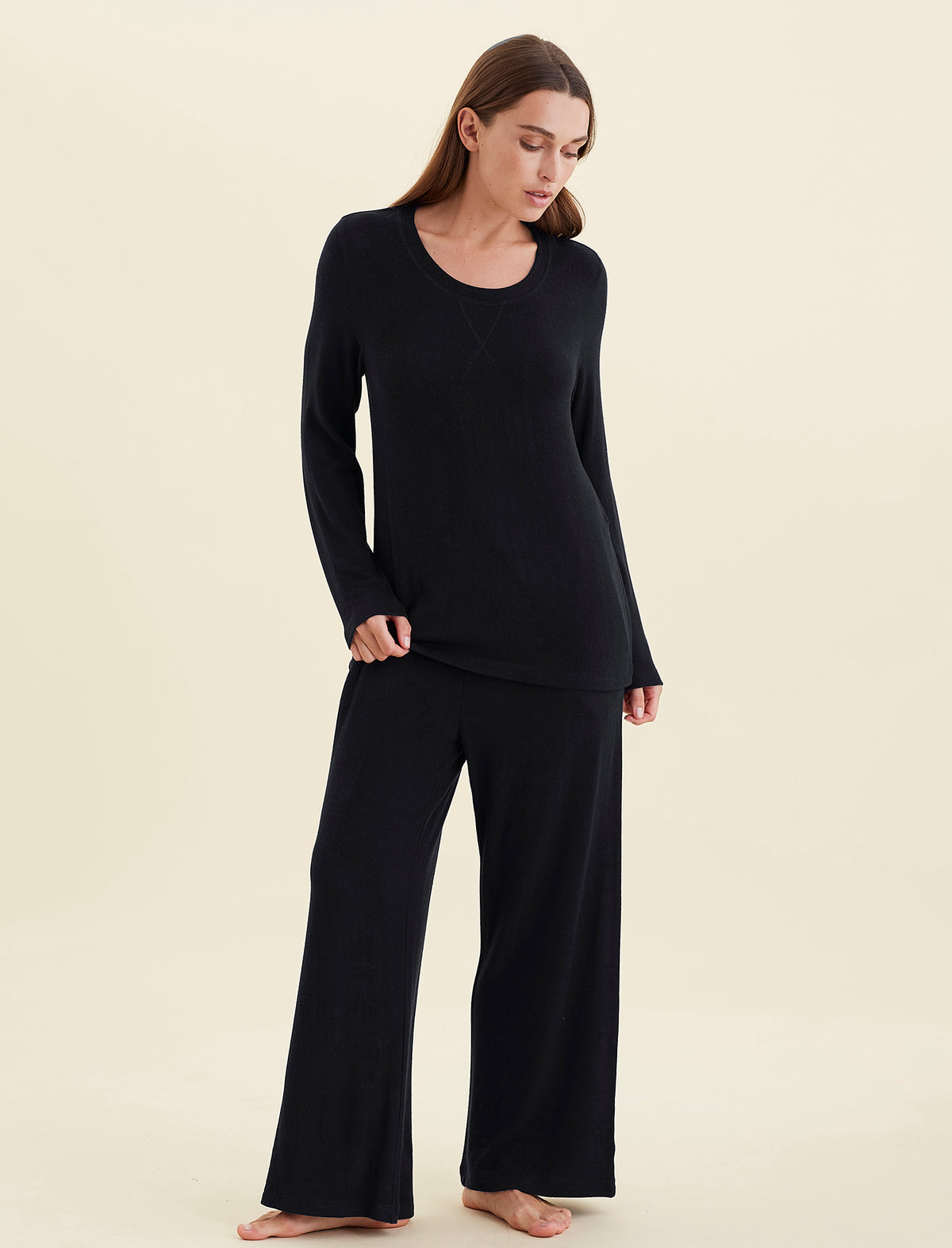 Feather Soft Long Sleeve Top & Wide Leg Pant Set