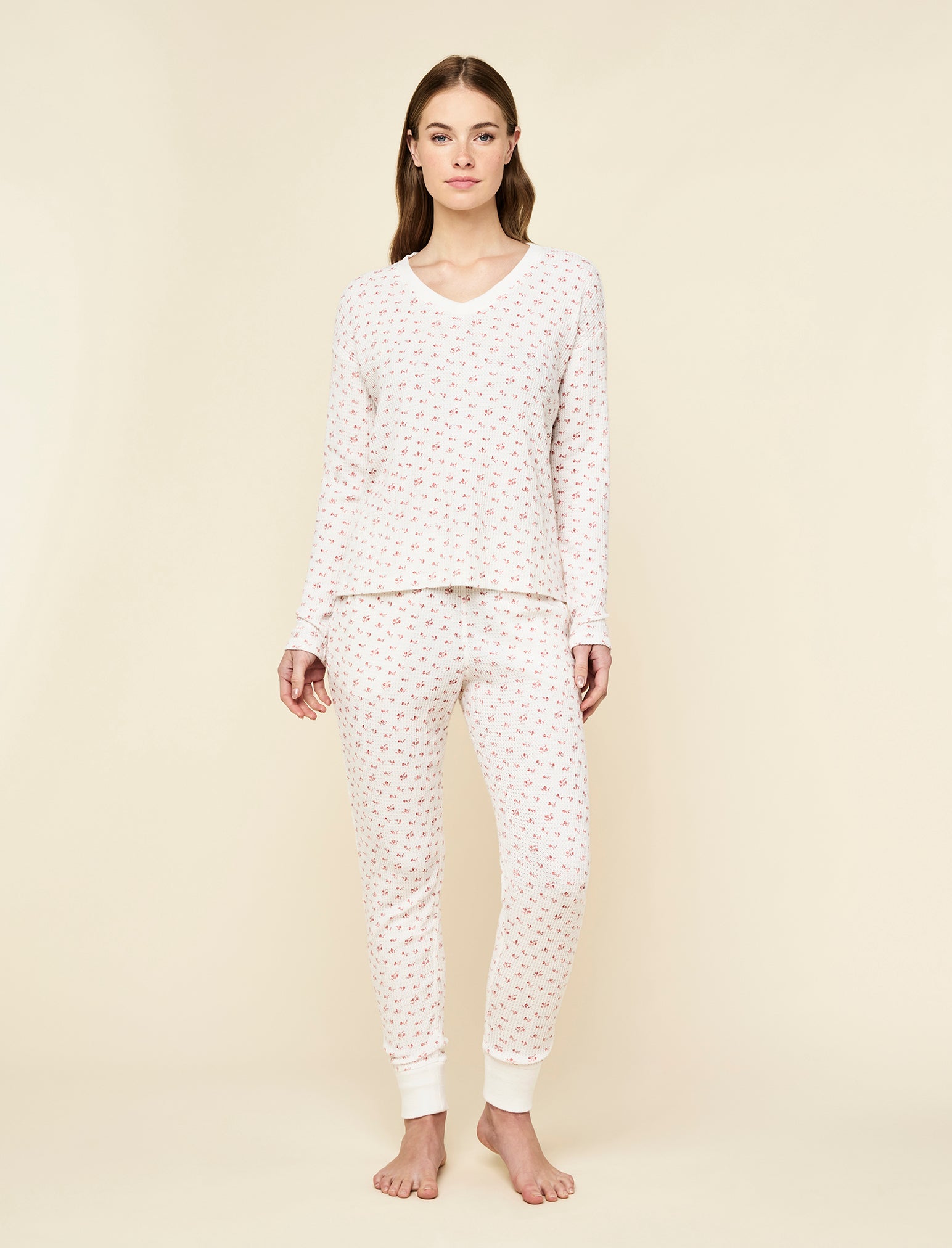 Super Soft Waffle V-Neck Top and Jogger Set