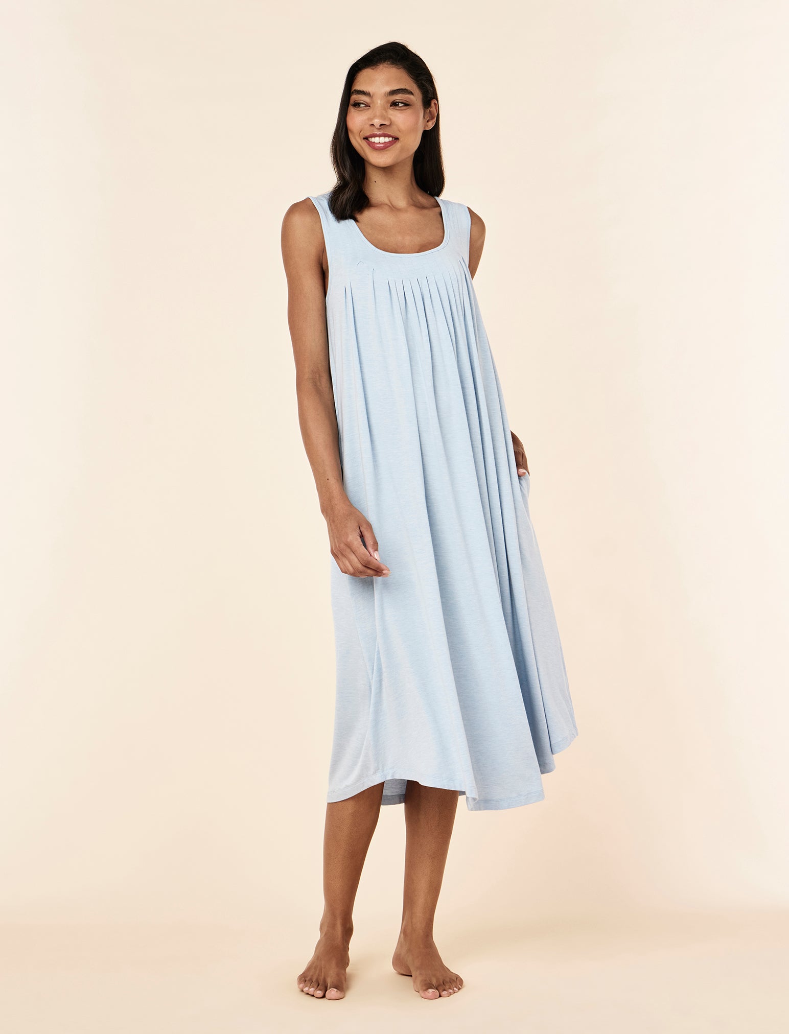 Kate Modal Soft Pleat Front Maxi Nightgown