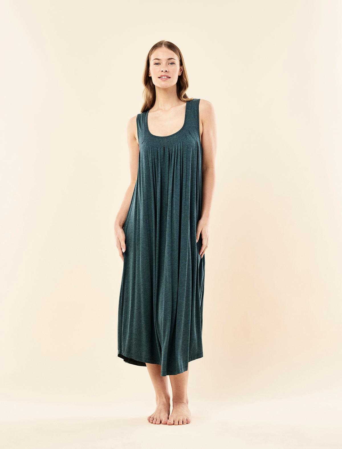 Kate Modal Soft Pleat Front Maxi Nightgown