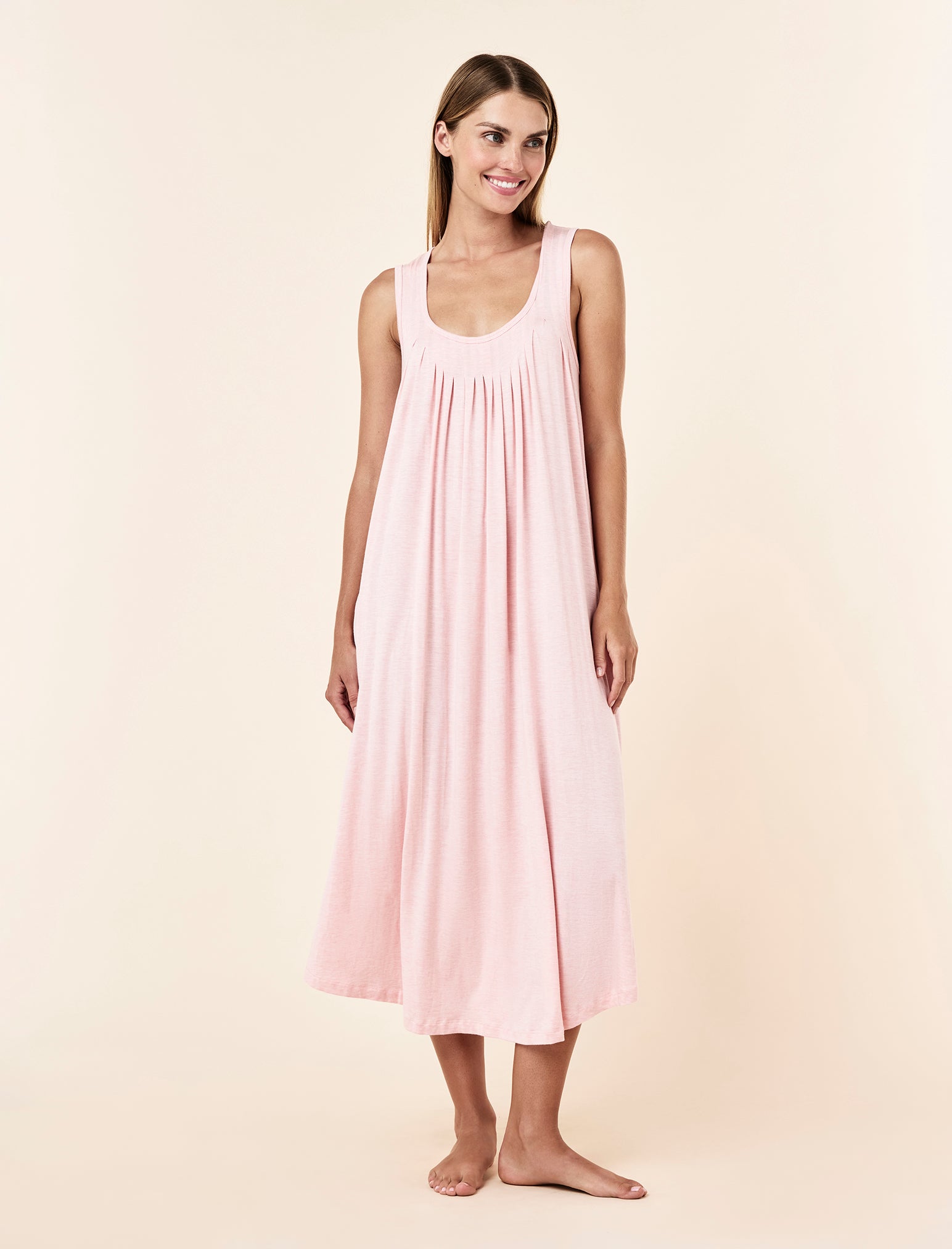 Kate Modal Soft Pleat Front Maxi Nightgown
