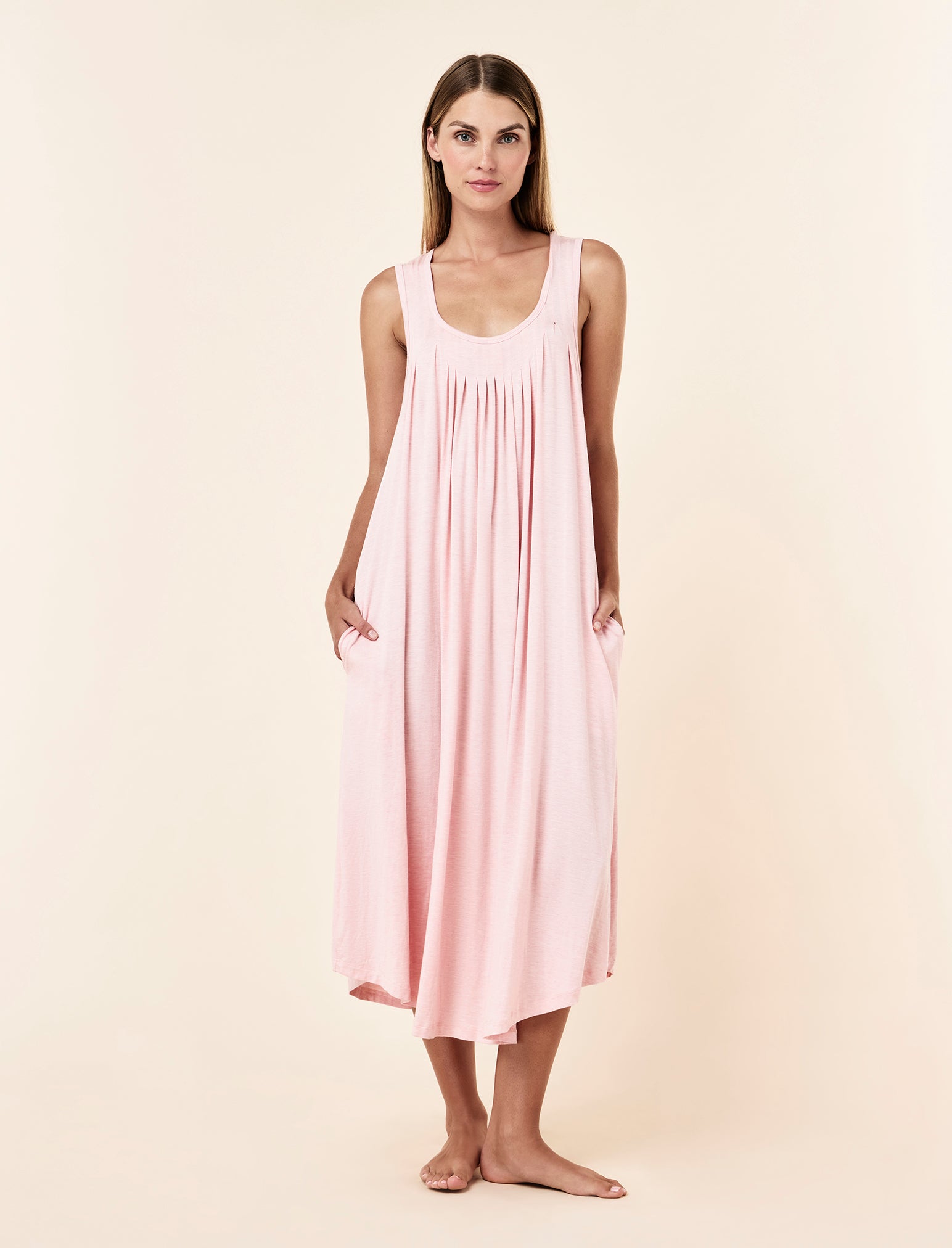 Kate Modal Soft Pleat Front Maxi Nightgown