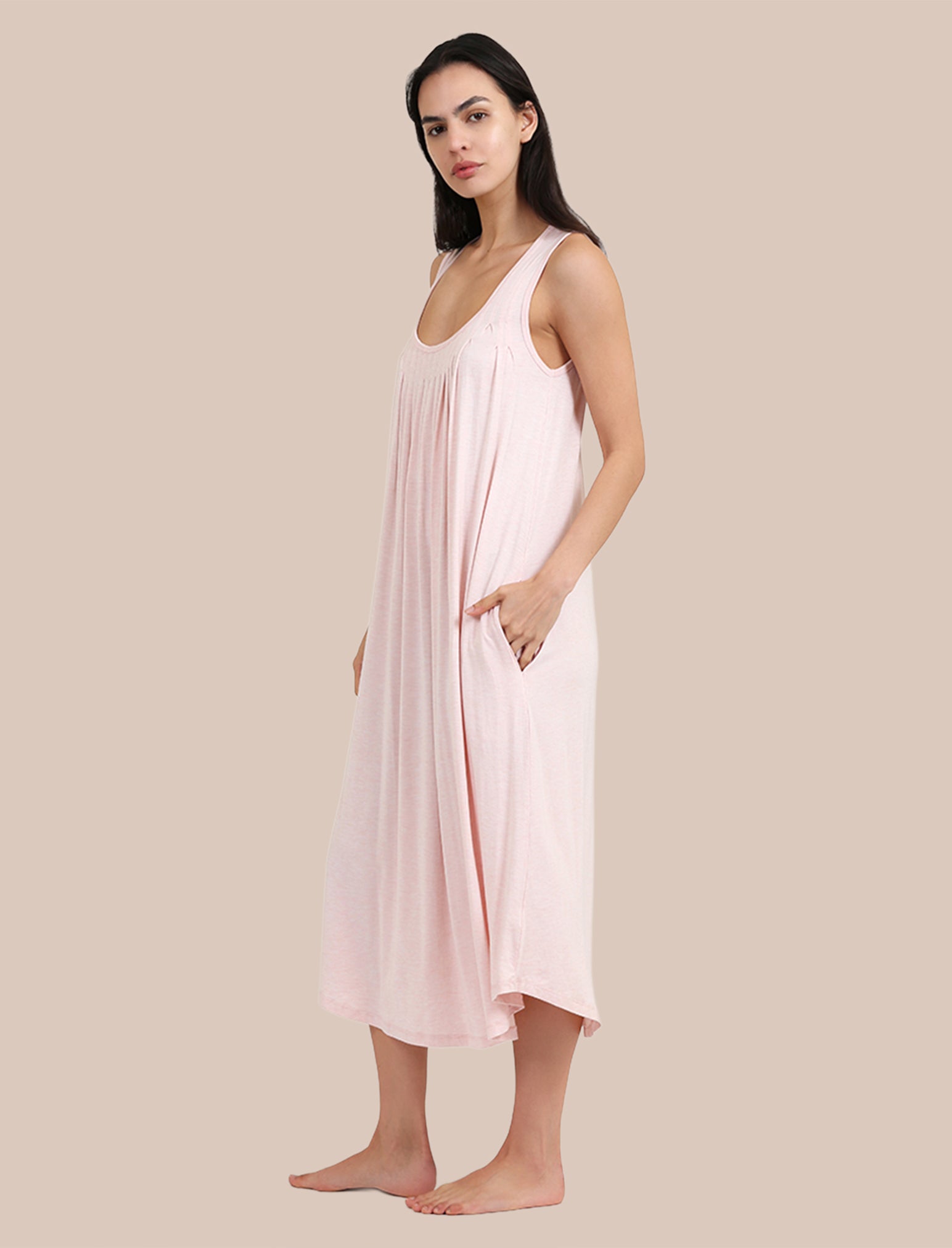 Kate Modal Soft Pleat Front Maxi Nightgown