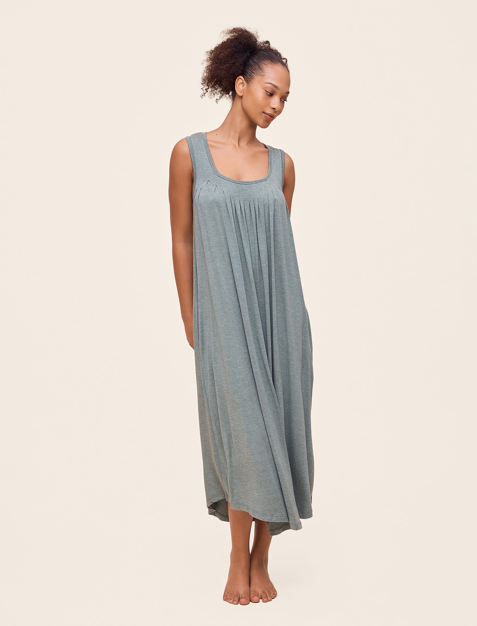 Kate Modal Soft Pleat Front Maxi Nightgown