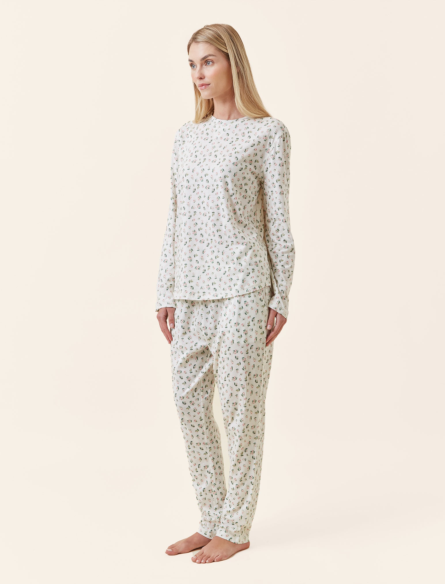 Rosebud Organic Cotton Knit Long Sleeve Tee and Jogger Set