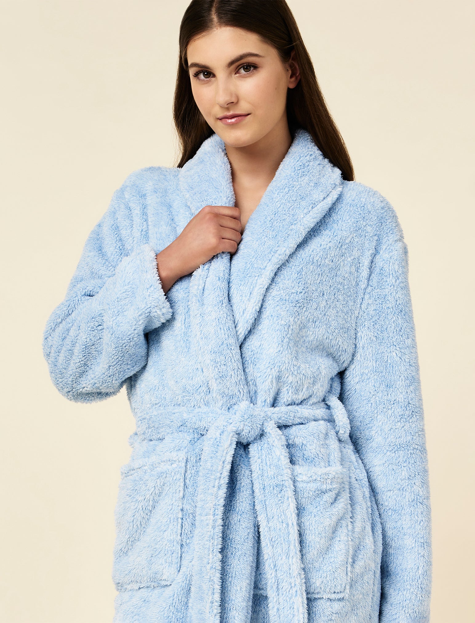Papinelle Women's Plush Mid Length Robe - Blue - Robes