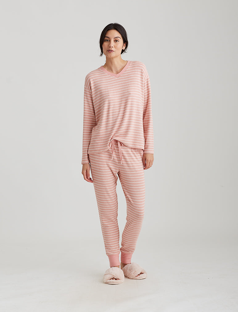 Women Pajamas Set Feather Long Sleeve Camis Tops+Long Pants 2 Piece Set  Sleepwear