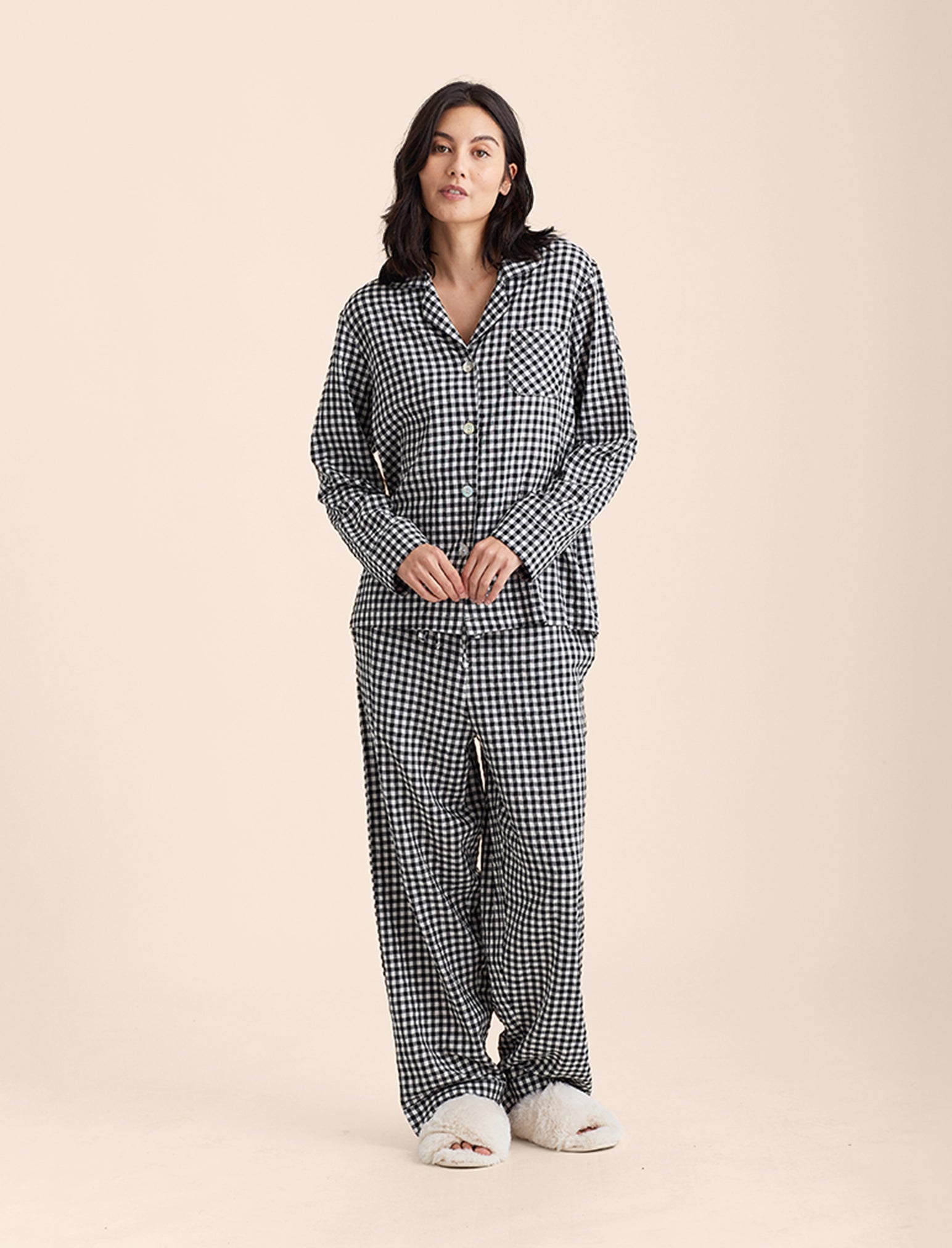 Seersucker Gingham Full Length PJ Set