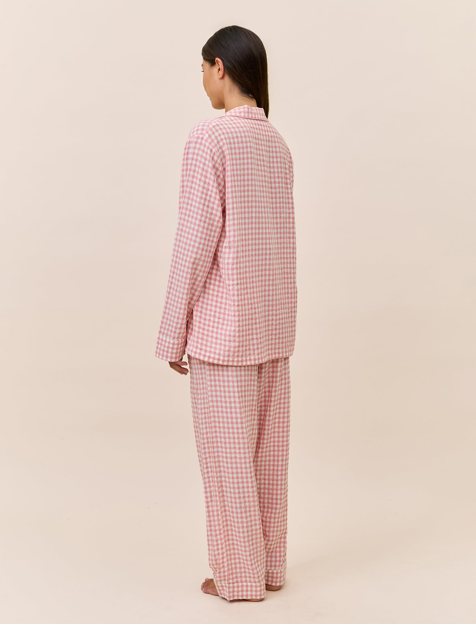 Seersucker Gingham Full Length PJ Set