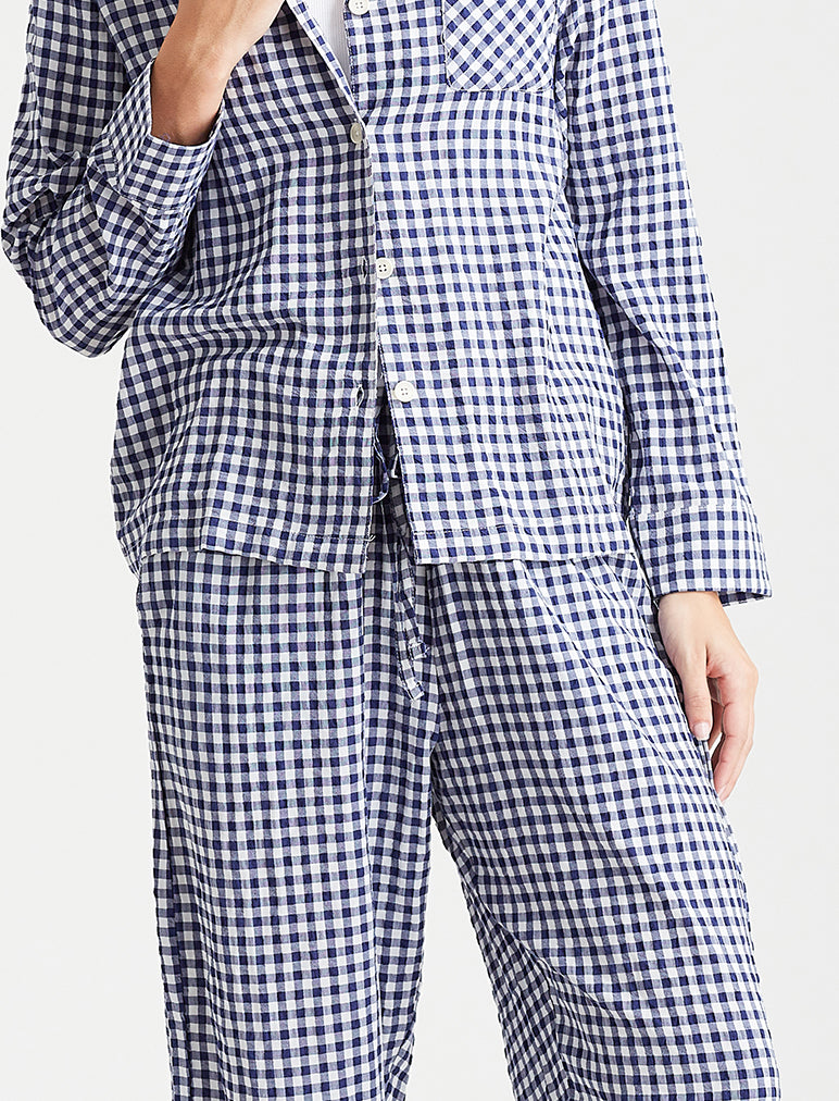 Seersucker Gingham Full Length PJs
