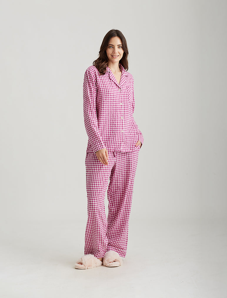 Seersucker Gingham Full Length PJs