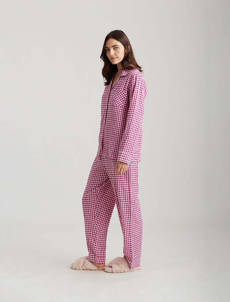 Seersucker Gingham Full Length PJs