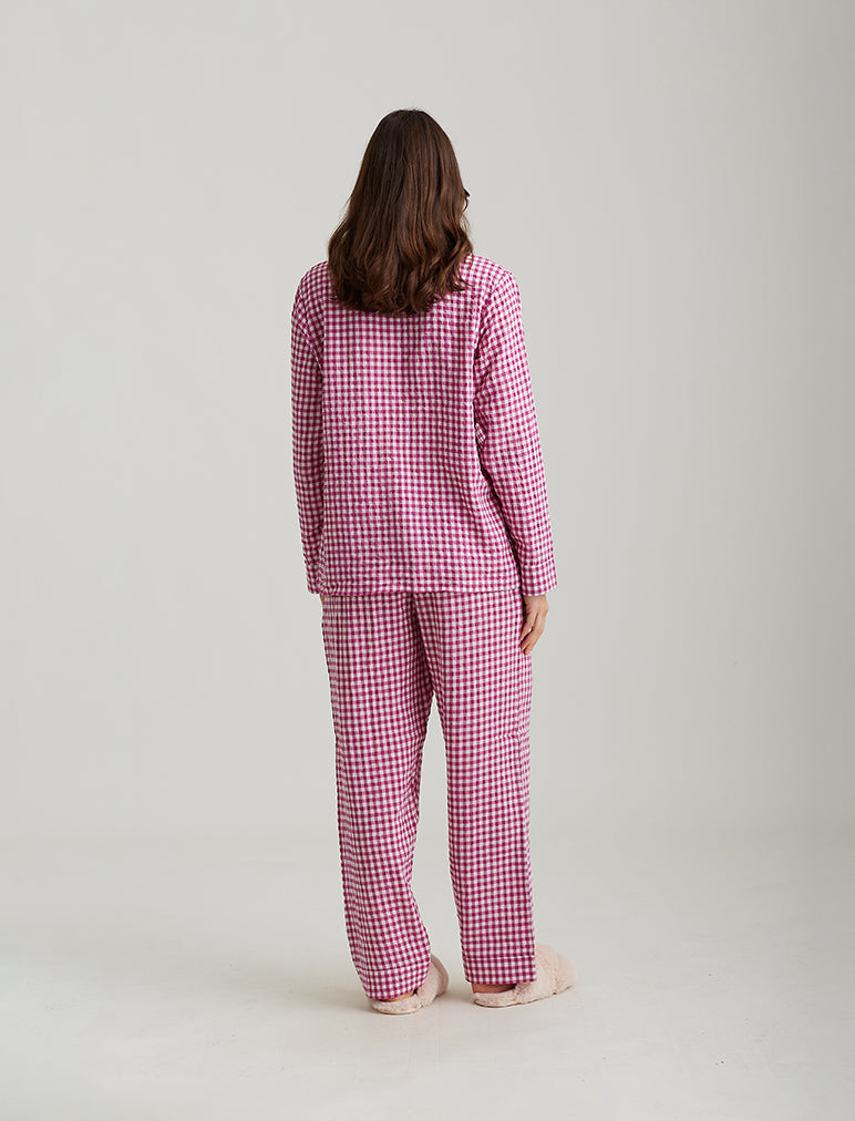 Seersucker Gingham Full Length PJs