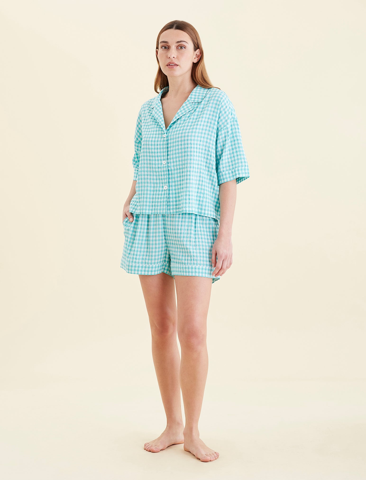 Seersucker Gingham Boxer PJ Set
