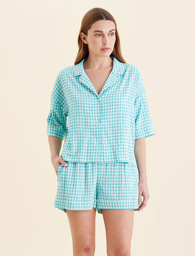 Seersucker Gingham Boxer PJ Set