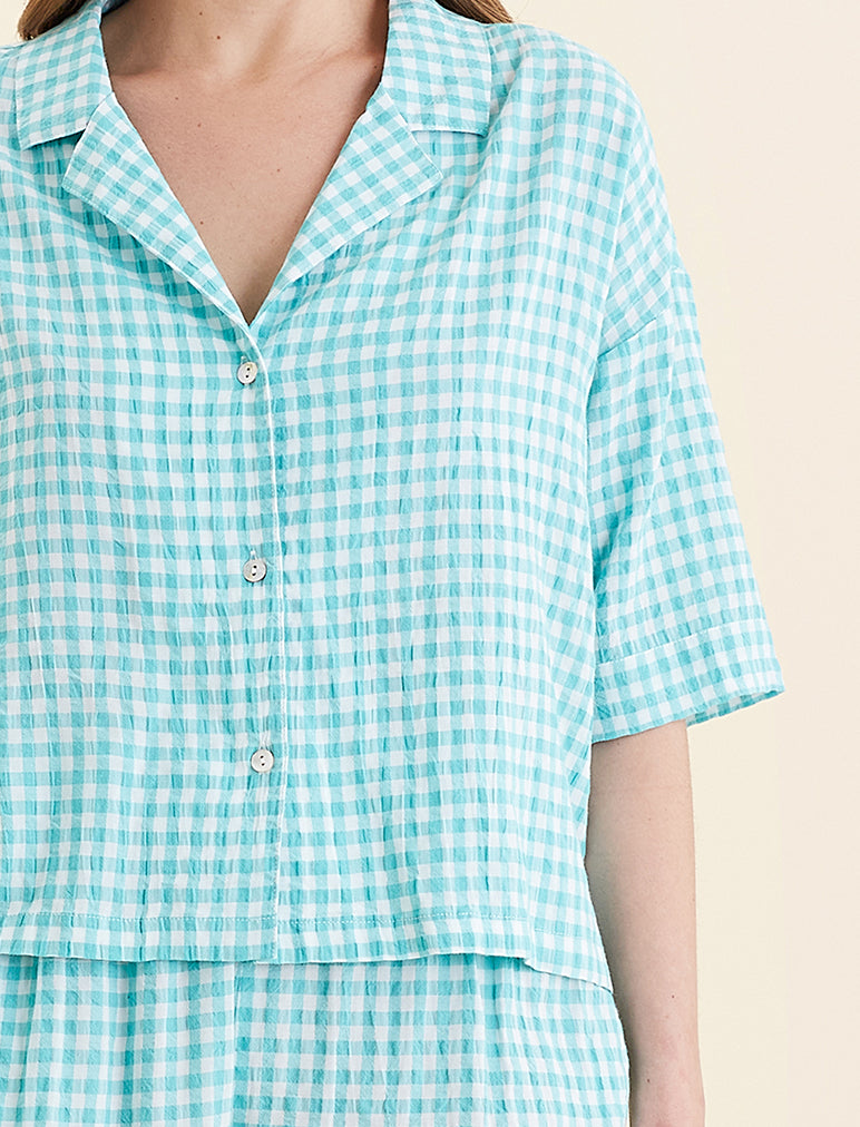 Seersucker Gingham Boxer PJ Set
