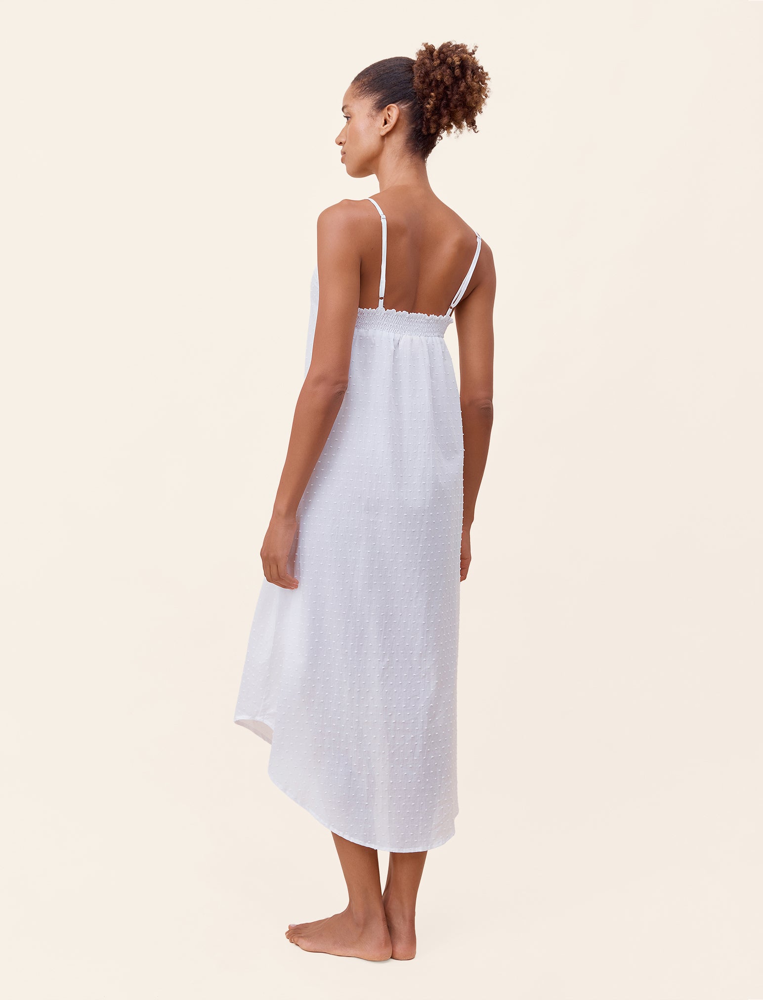 Swiss Dot Lace Trim Maxi Nightgown