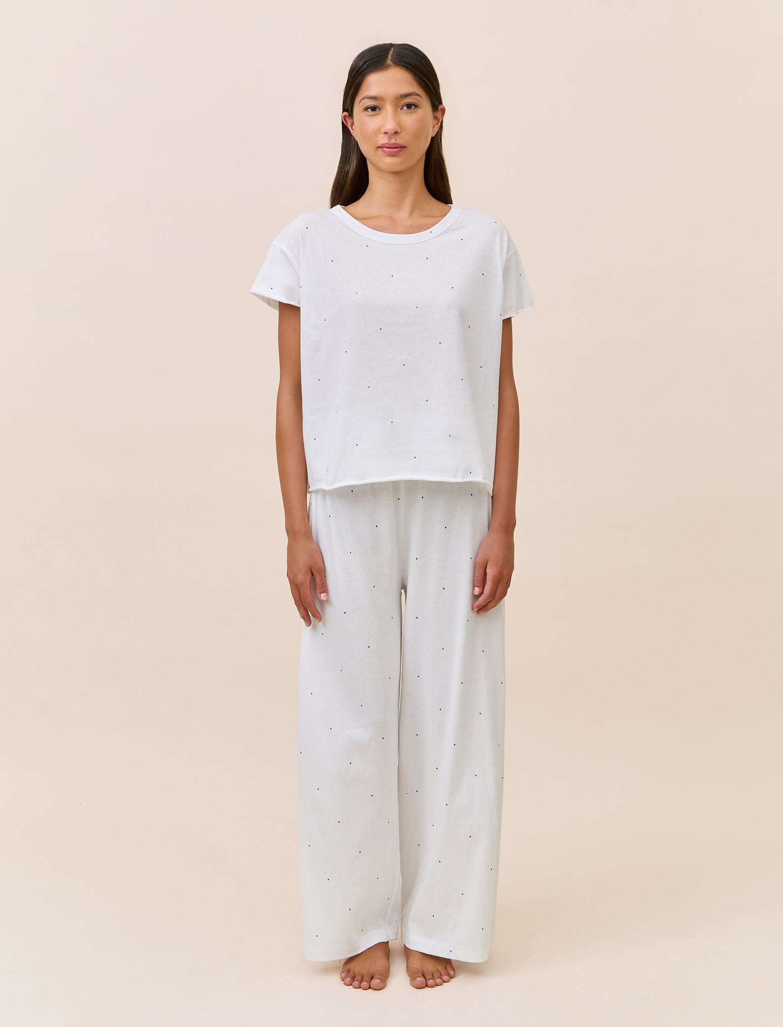 Jada Organic Cotton Knit Boxy Tee & Wide Leg Pant Set