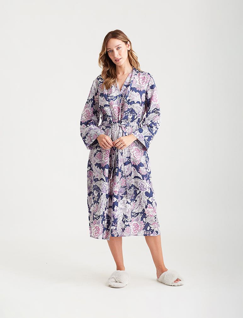 Floral Purple Women's Luxe Pajama Dress