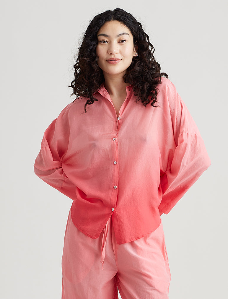 Kinema ombre check pajamas shirt - シャツ