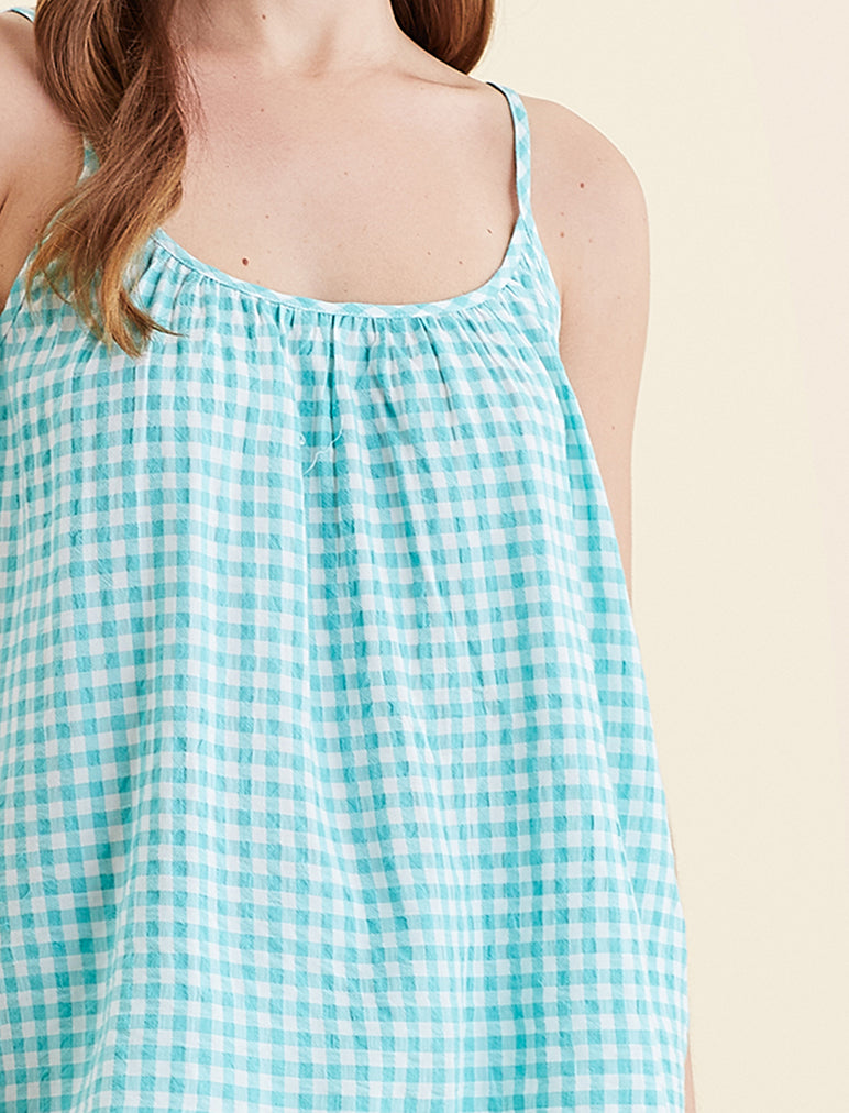 Seersucker Gingham Cami Boxer PJ Set
