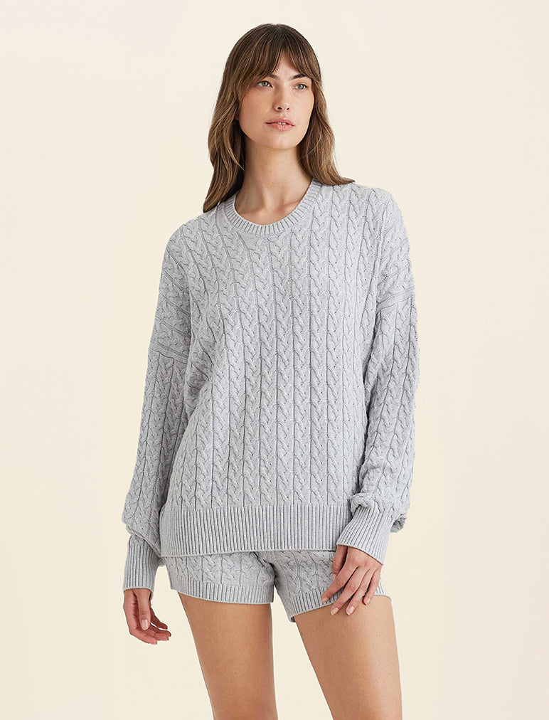 Papinelle Cozy Cable Cotton Cashmere Jumper L Grey