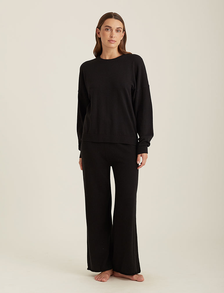 Cotton Cashmere Straight Leg Pant