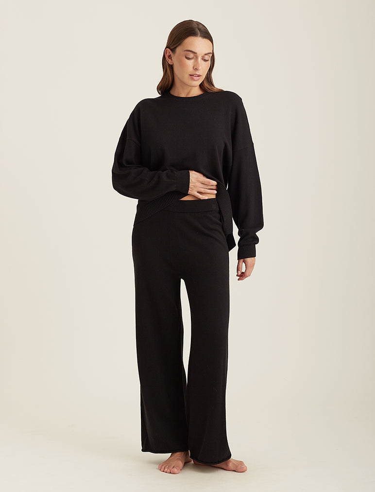 Cotton Cashmere Straight Leg Pant