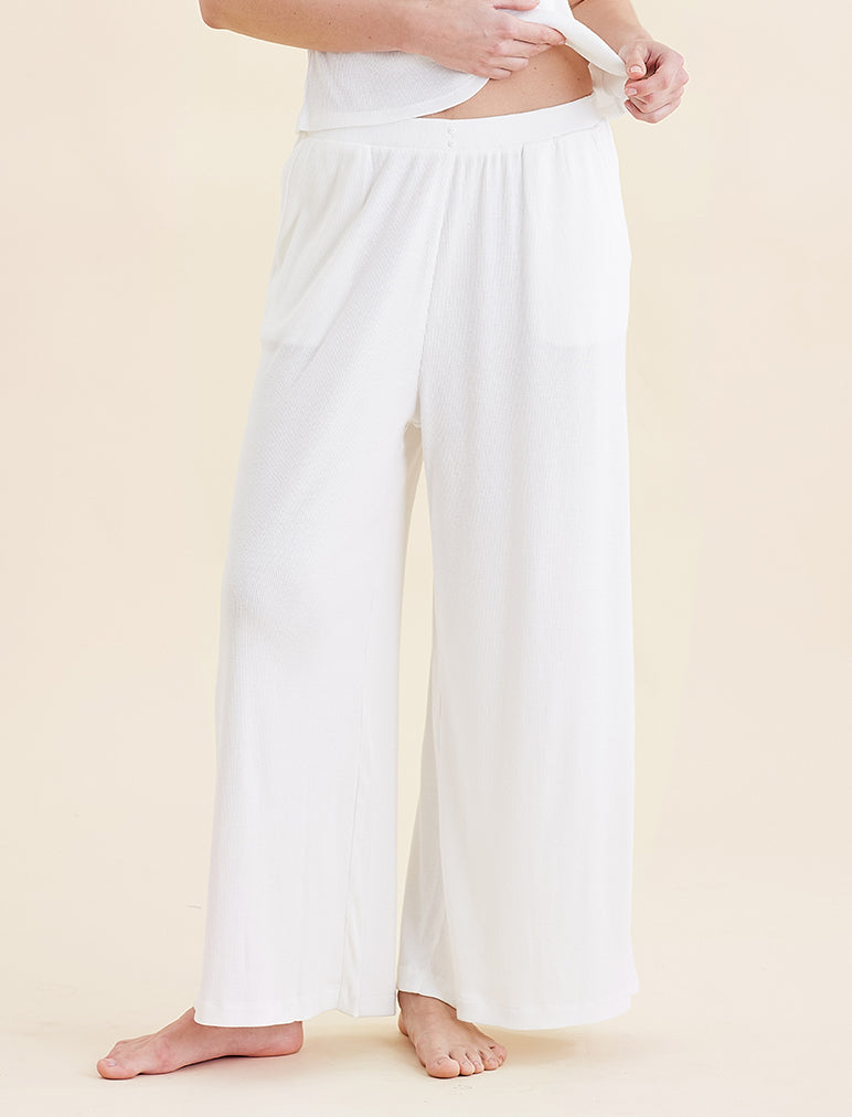 Soft Baby Rib Full Length Wide Leg Pant