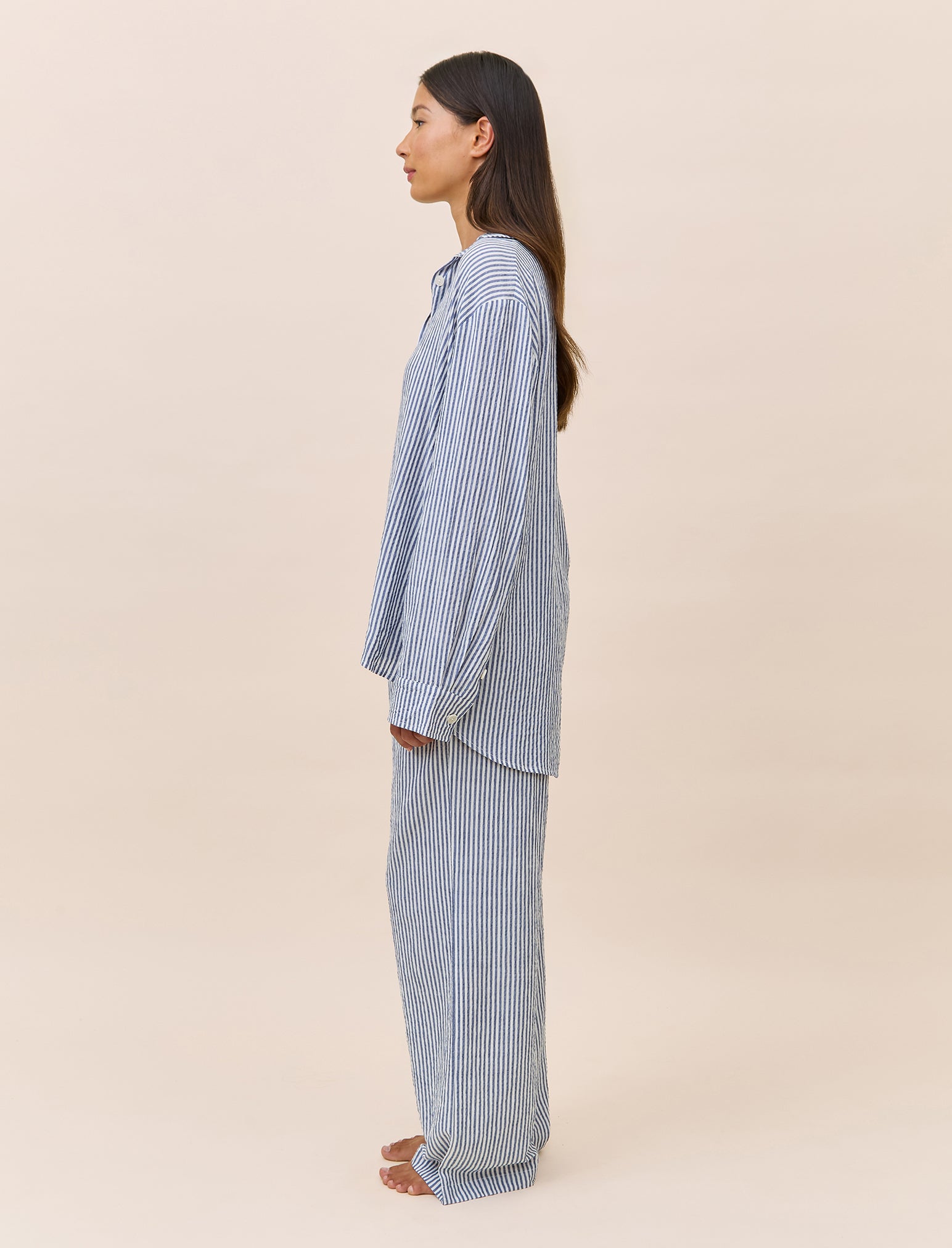 Sabine Seersucker Stripe Full Length PJ Set