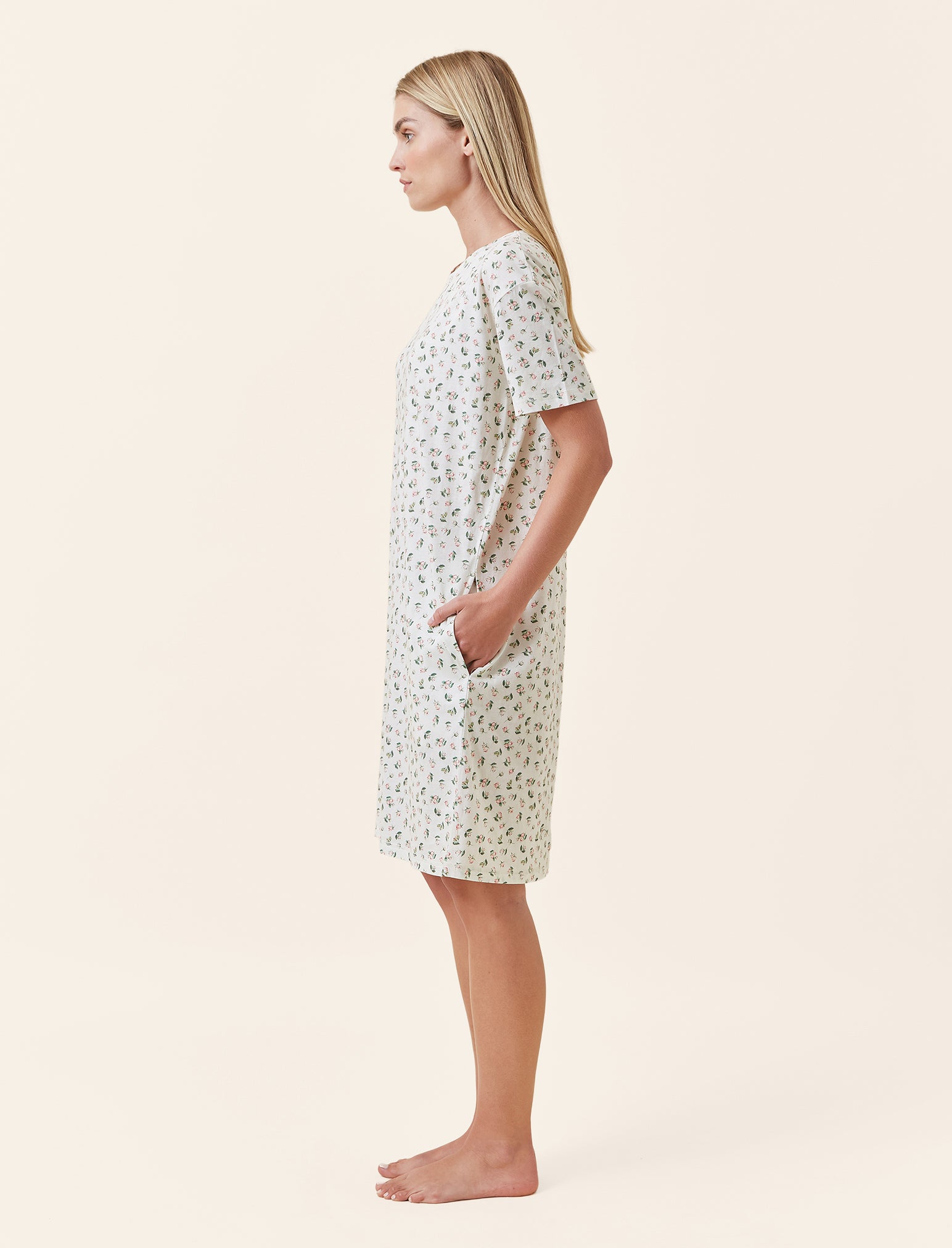 Rosebud Organic Cotton Knit Midi Nightgown