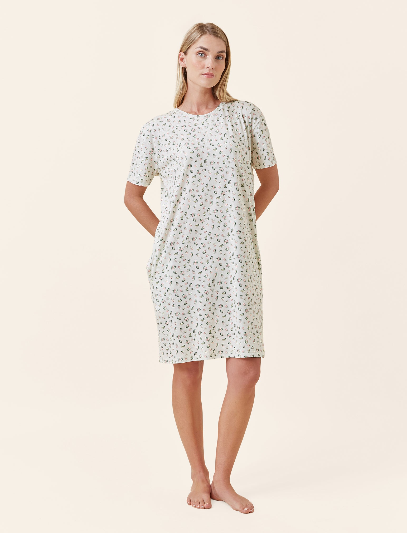 Rosebud Organic Cotton Knit Midi Nightgown