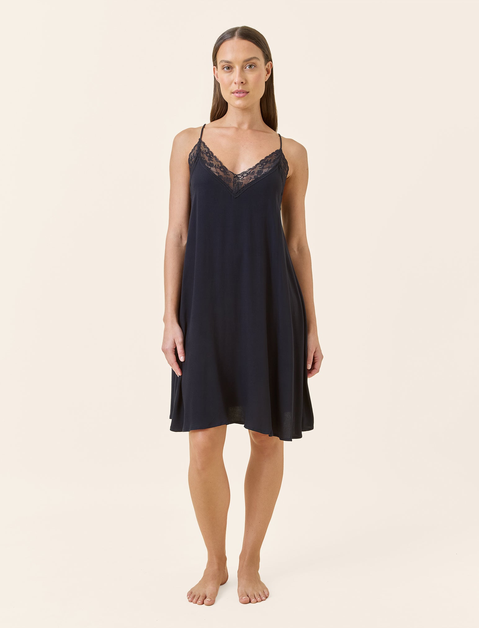 Talia Lace Front Midi Nightgown