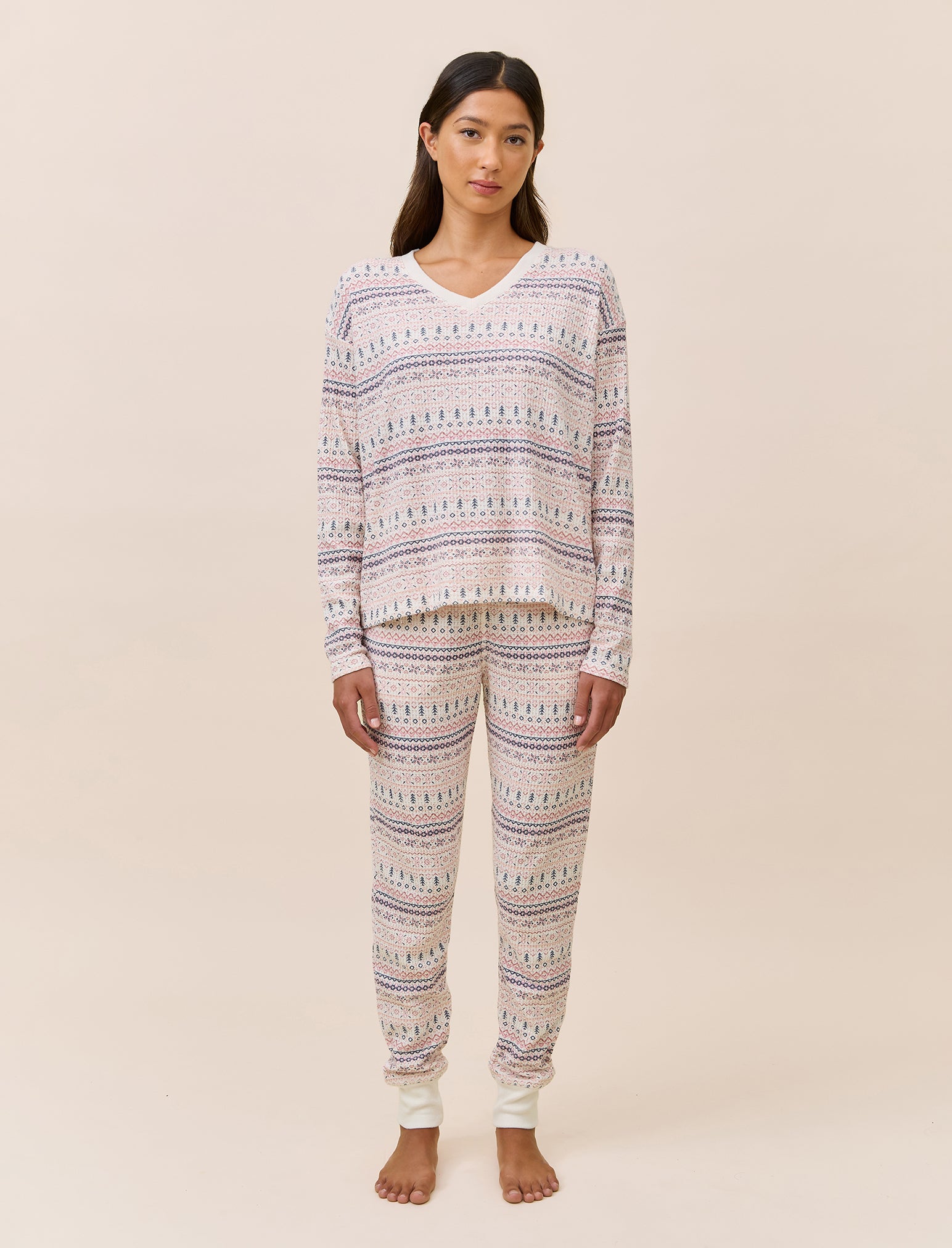 Fairisle Waffle Long Sleeve Top and Jogger