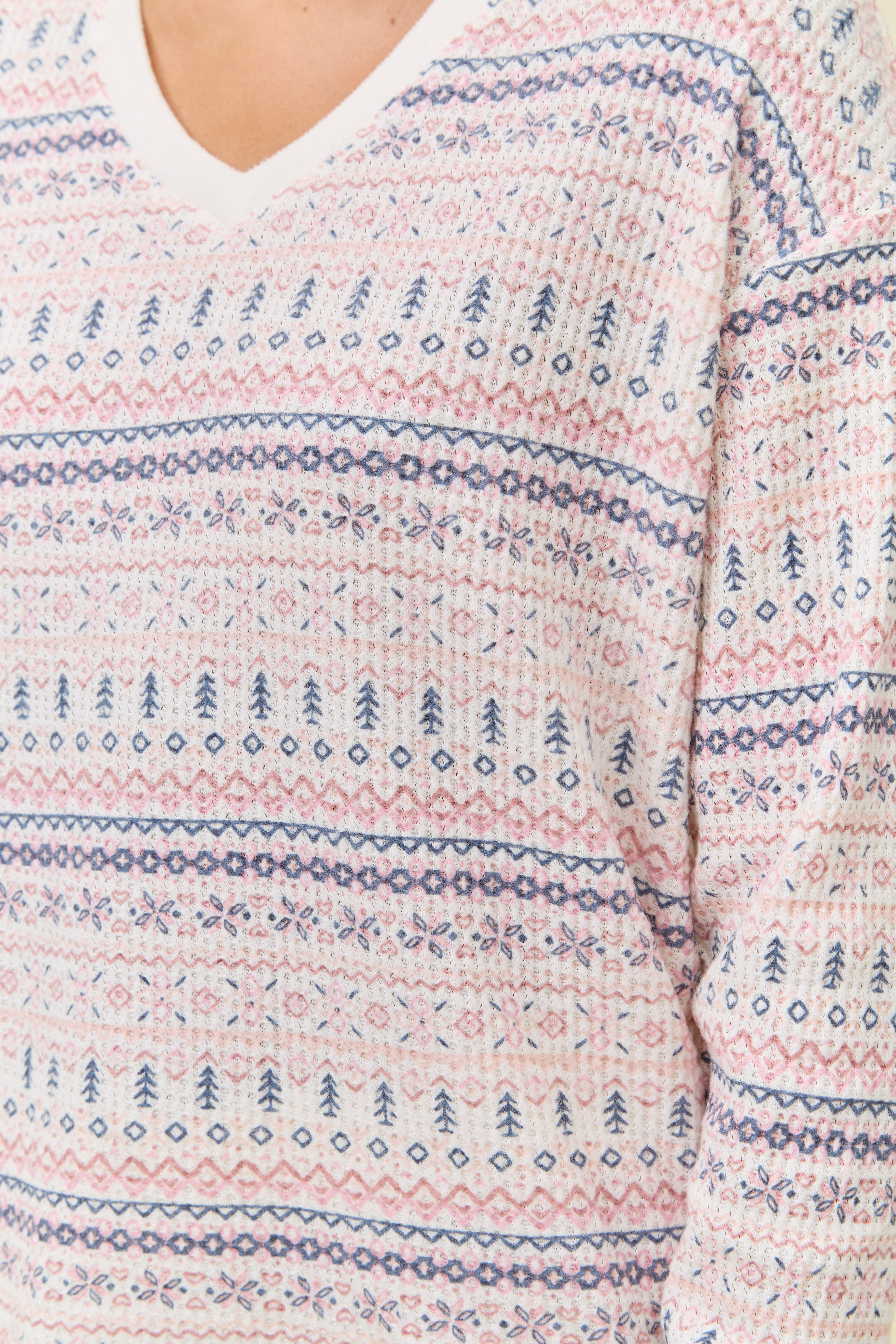 Fairisle Waffle Long Sleeve Top and Jogger