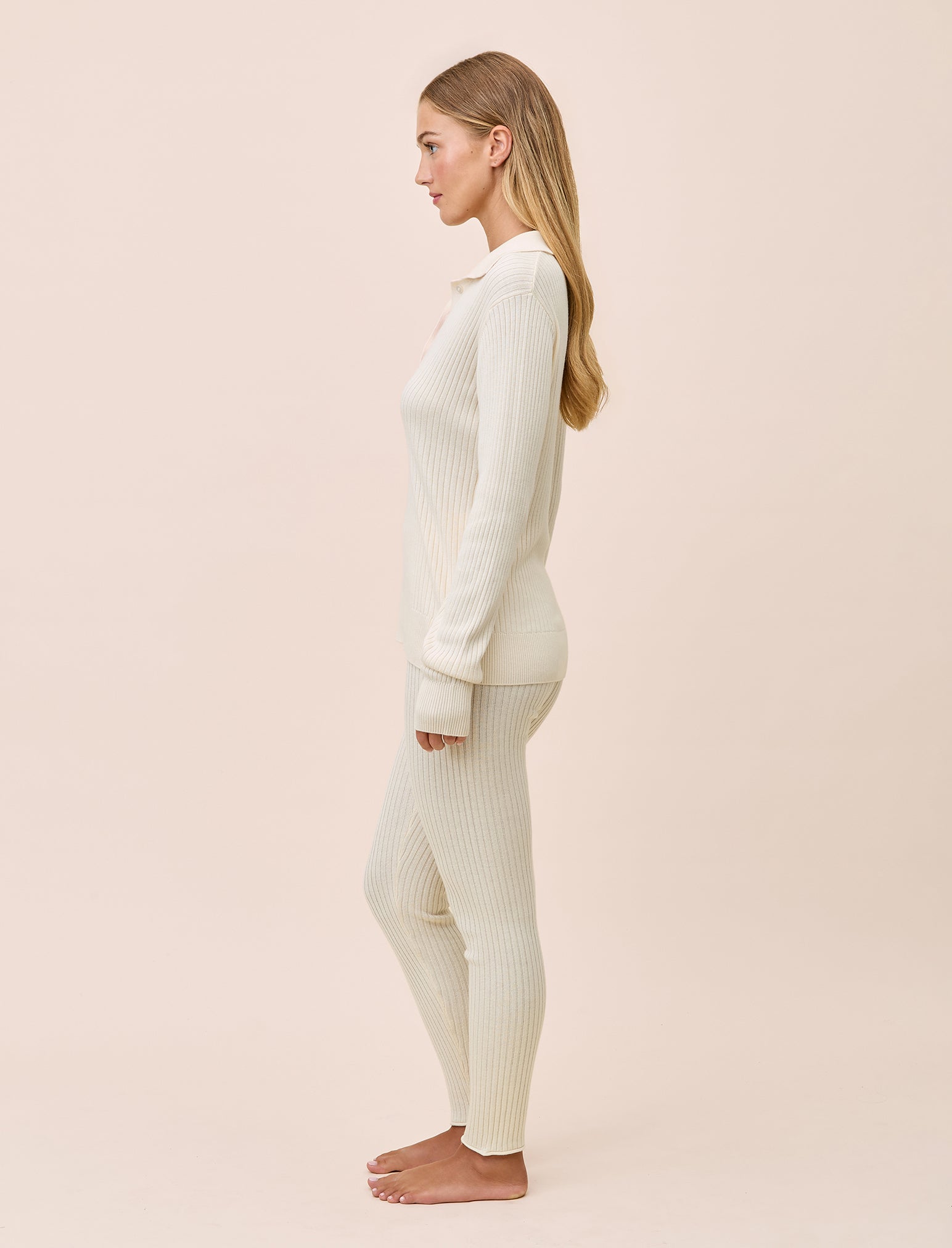 Colette Cosy Cotton Silk Rib Long Sleeve Top & Legging Set