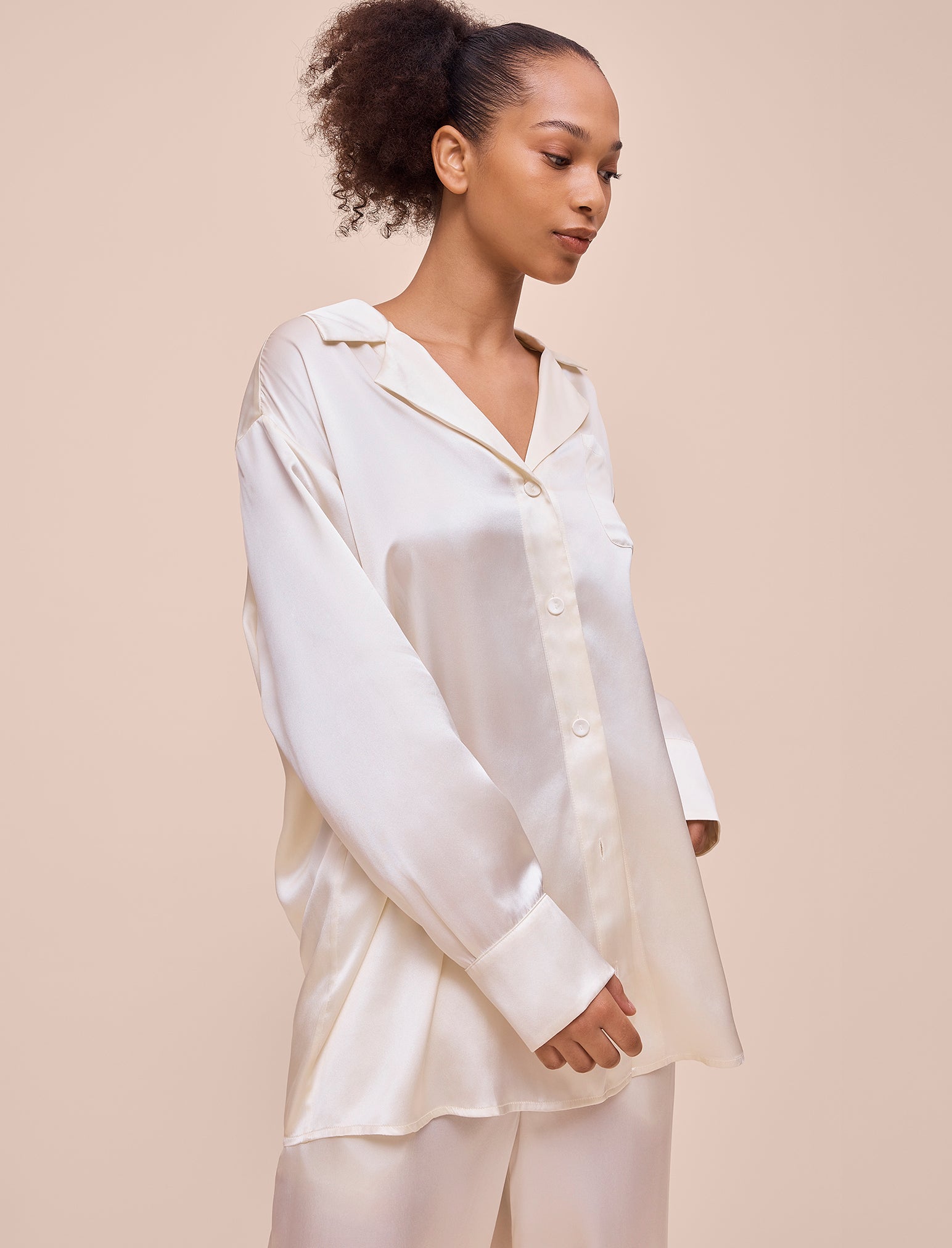 Audrey Mulberry Silk Boyfriend Shirt