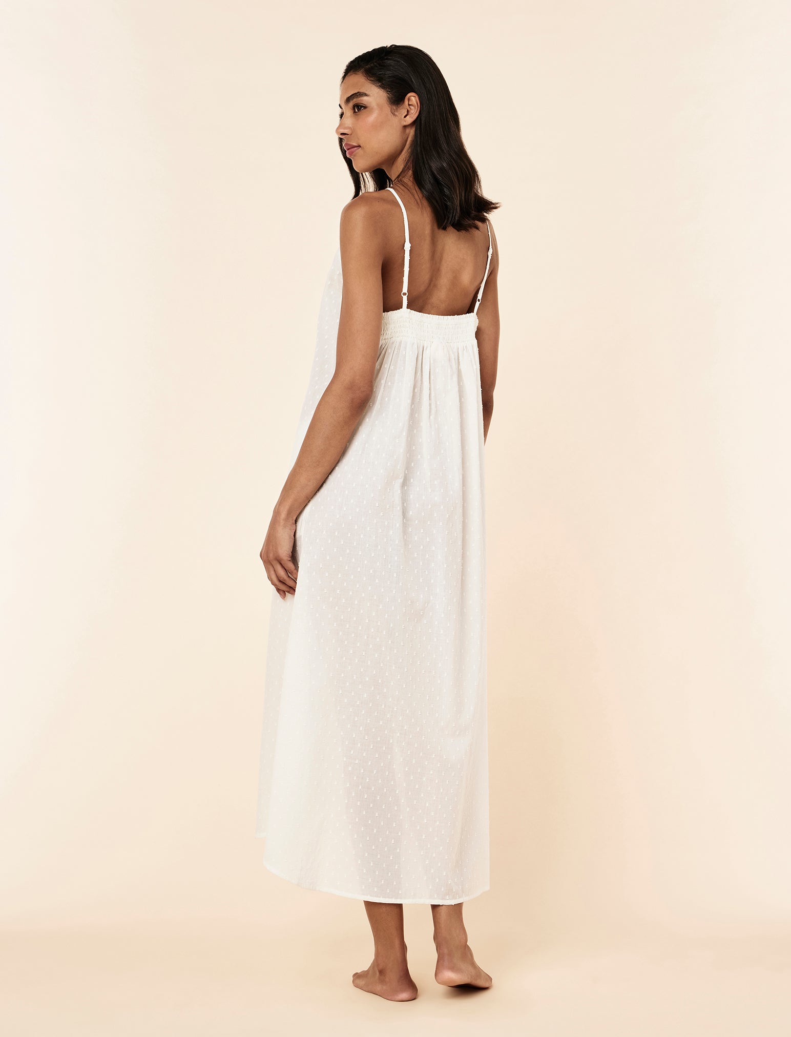 Swiss Dot Lace Frill Maxi Nightgown