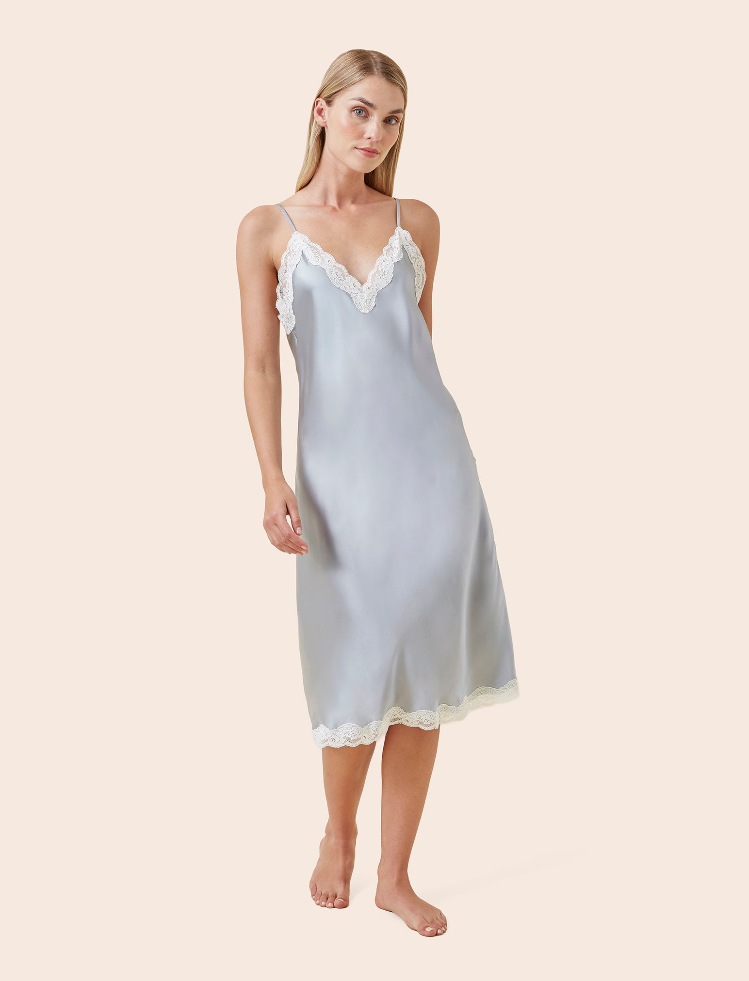 Annabelle Satin Lace Slip Nightgown