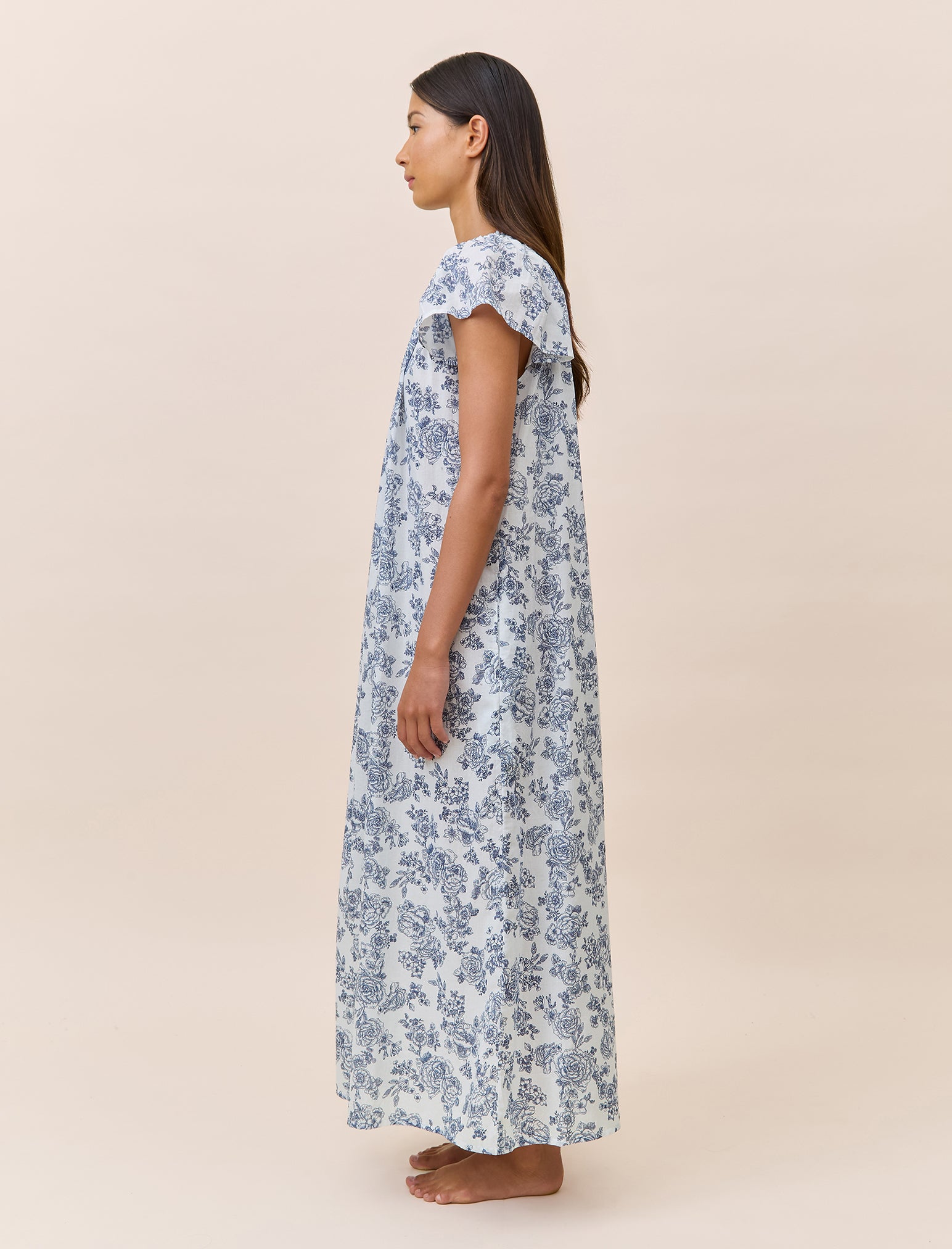 Nostalgia Shirred Neck Maxi Nightgown