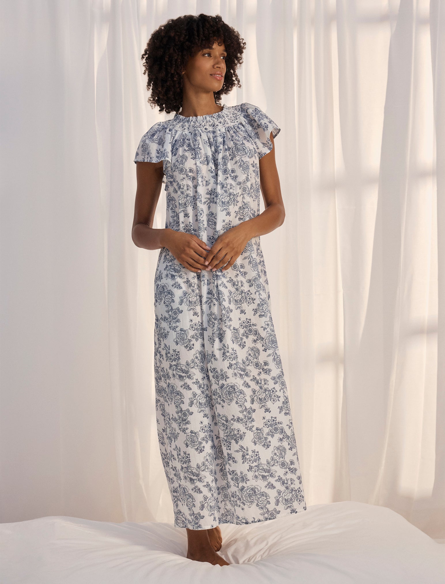 maxi dress nightgown Papinelle | Swiss Dot Lace Front Maxi Nightgown