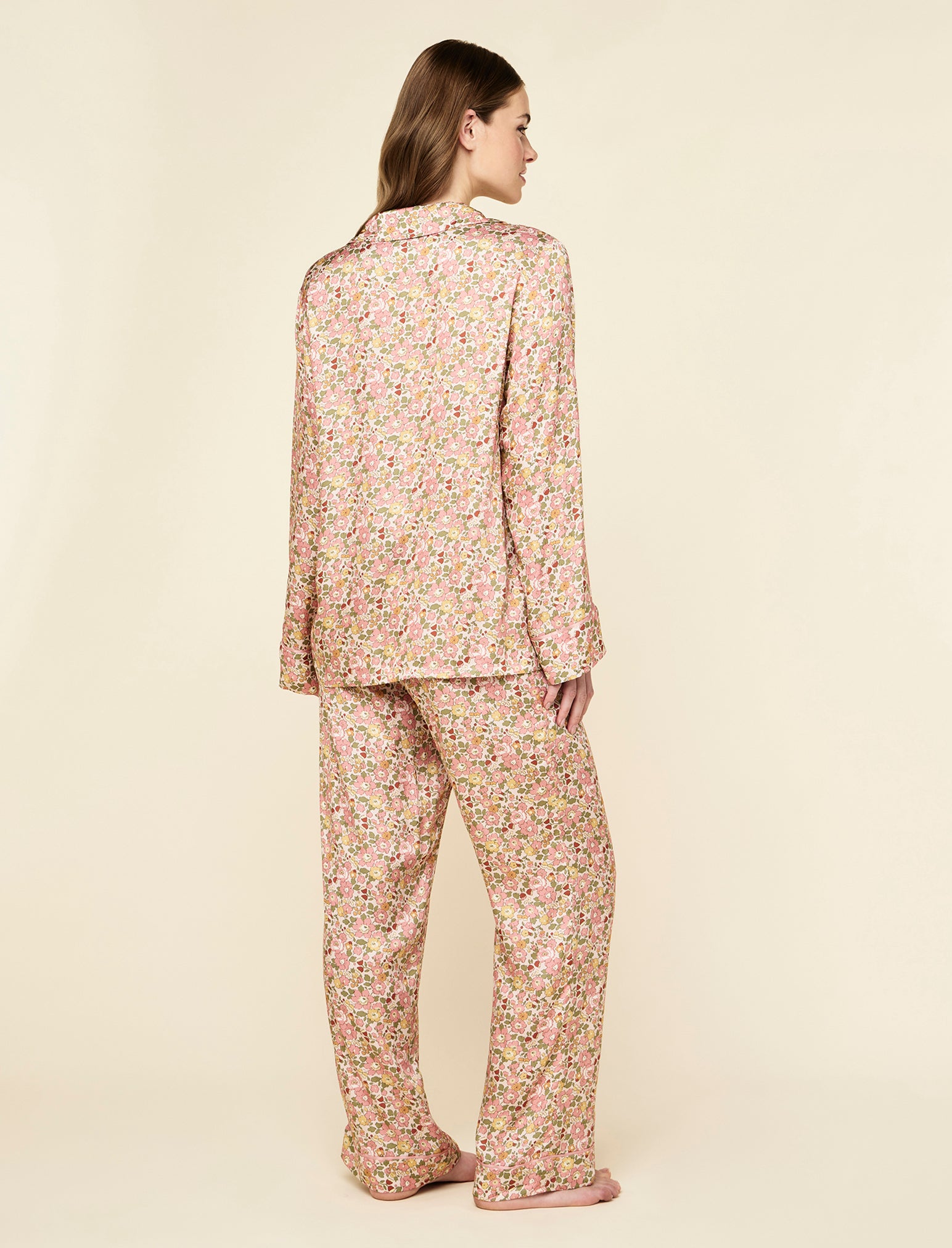 Betsy Fields Satin Full Length PJ Set