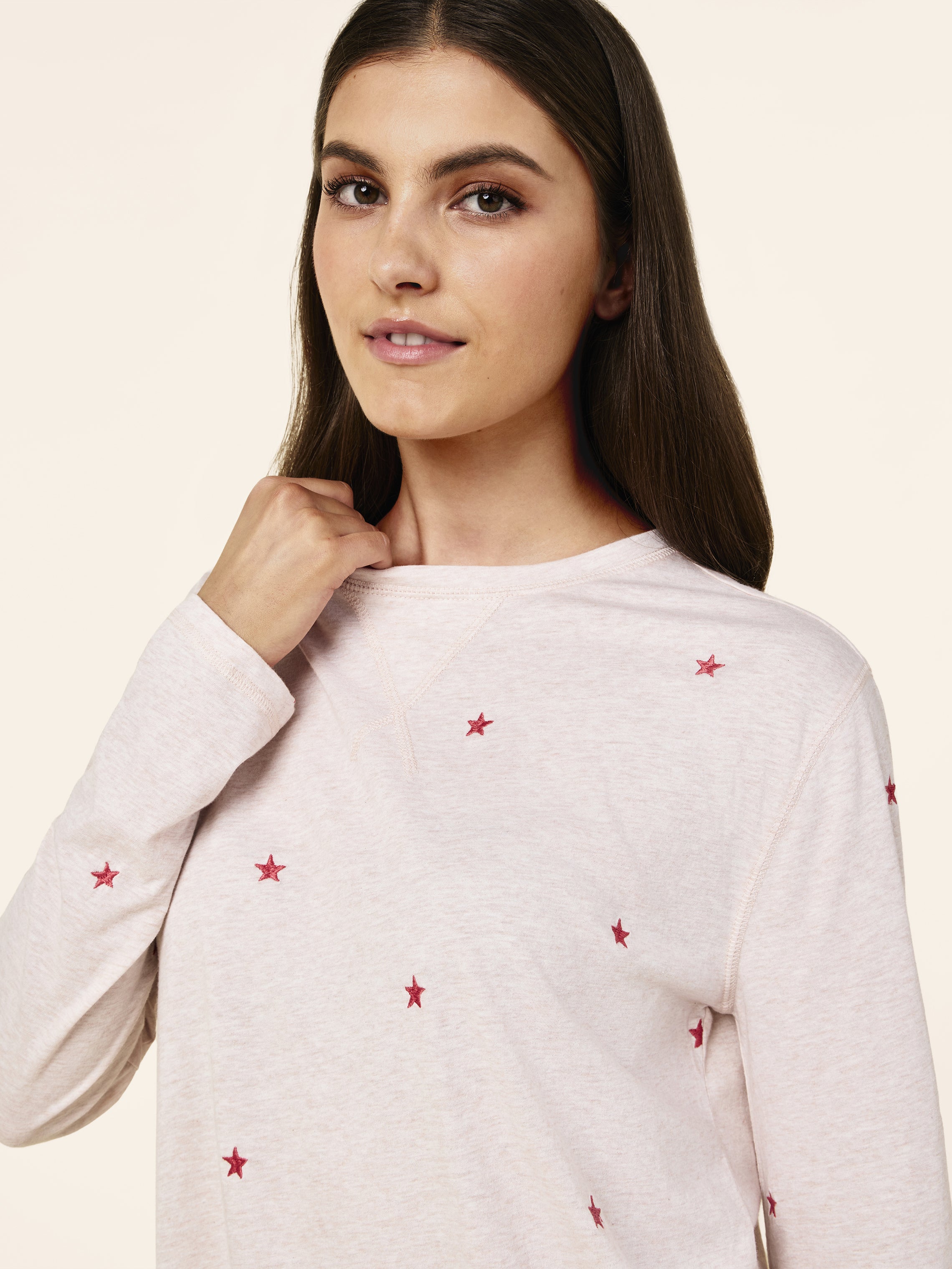 Jada Stars Cotton Long Sleeve Tee and Straight Leg Pant Set