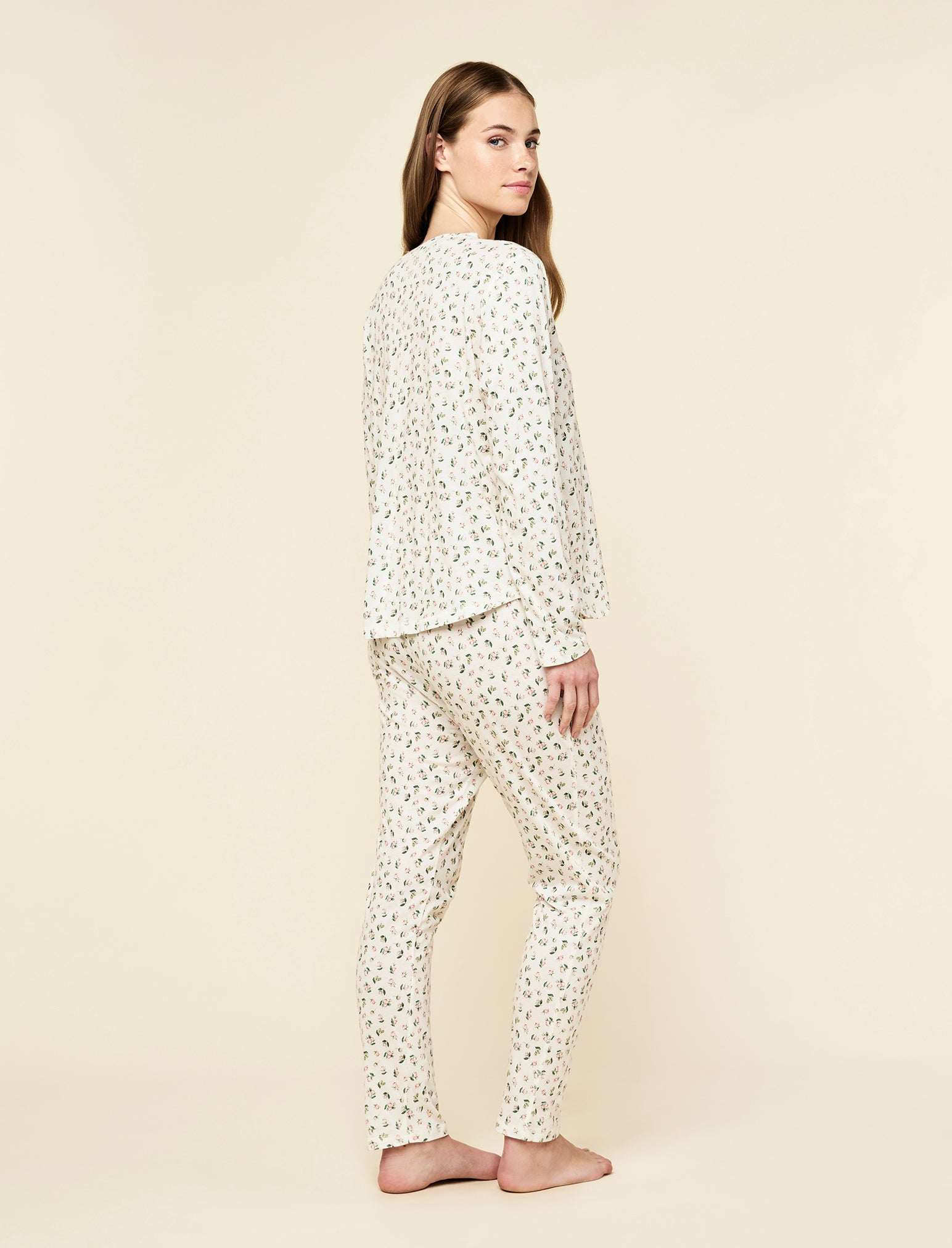 Rosebud Organic Cotton Knit Long Sleeve Tee and Straight Leg Pant Set