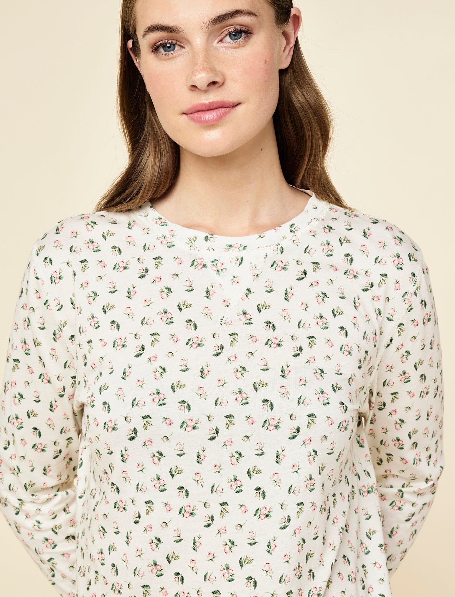 Rosebud Organic Cotton Knit Long Sleeve Tee and Straight Leg Pant Set