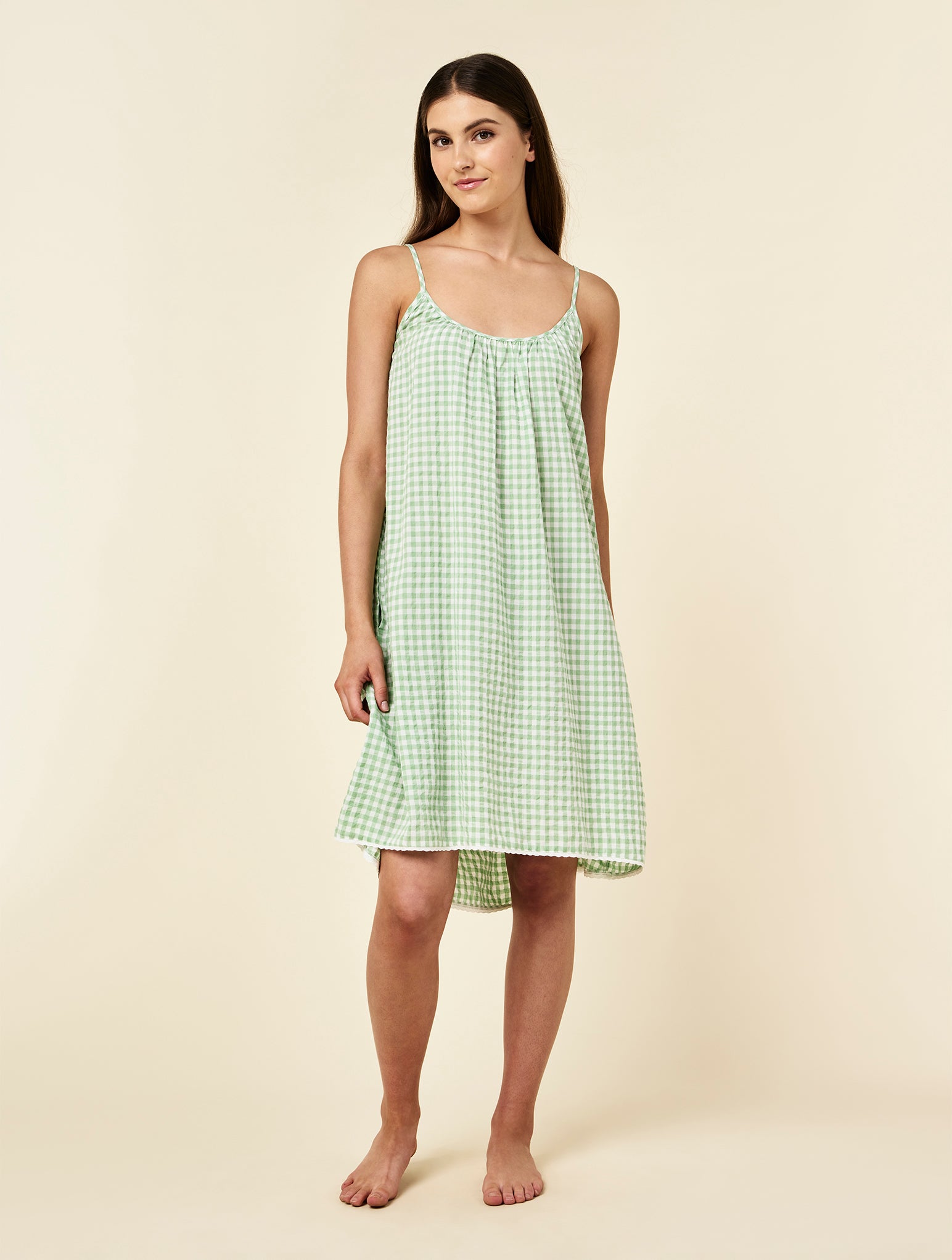 Seersucker Gingham Strappy Nightie